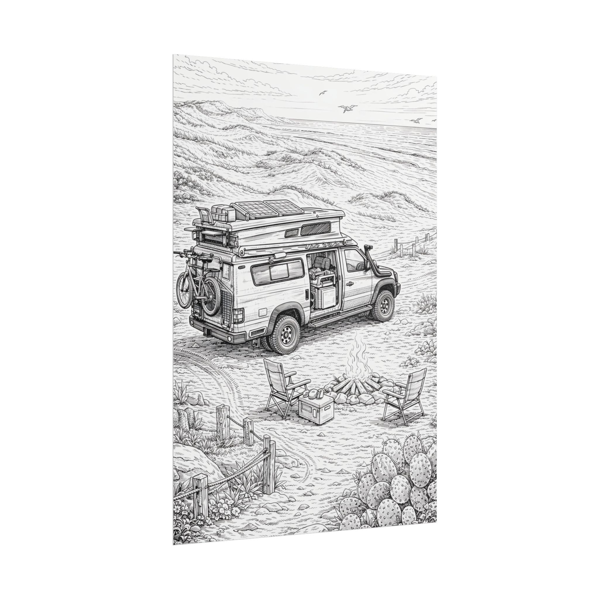 Campervan Poster — Vintage RV Camping Landscape Wall Art