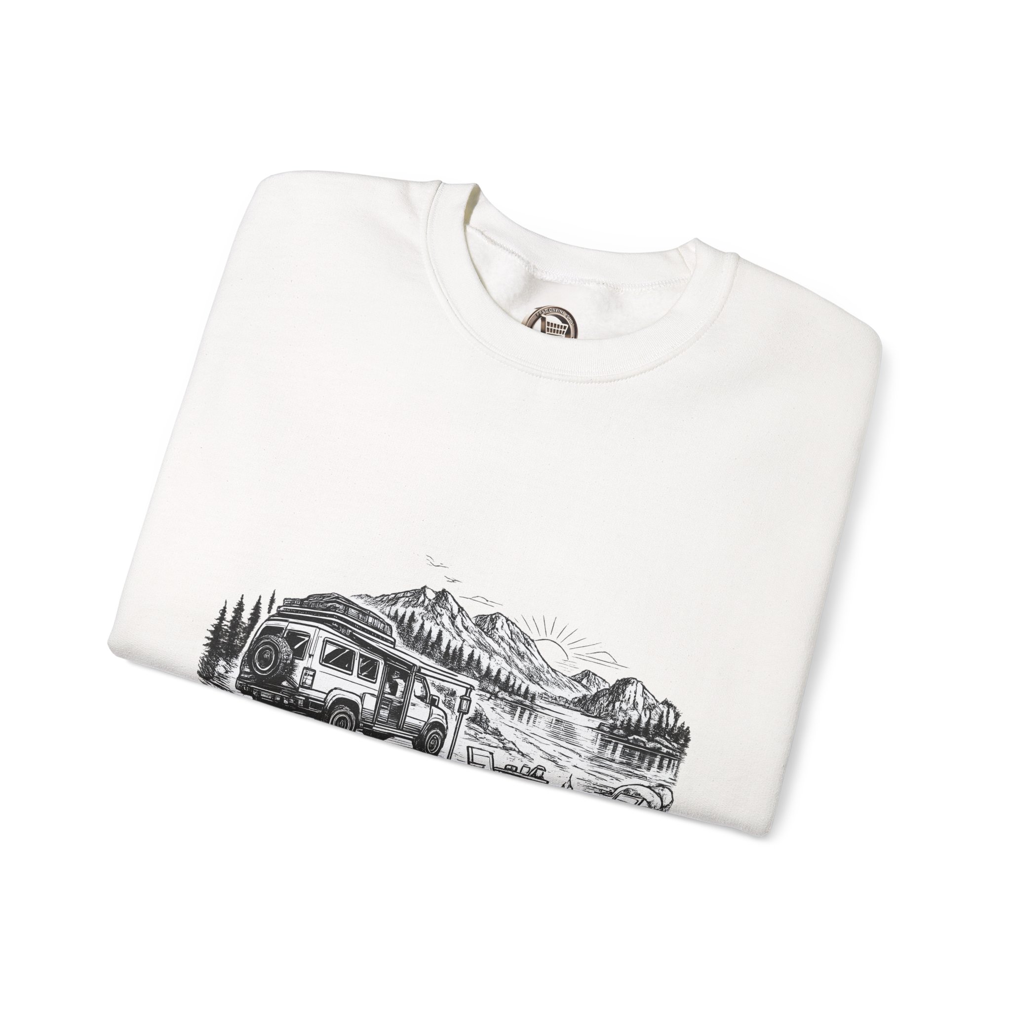 15474183364206535425_2048.jpeg Unisex Heavy Blend™ Crewneck Sweatshirt — "Adventure Awaits Around Every Corner" Design Minimal-Line