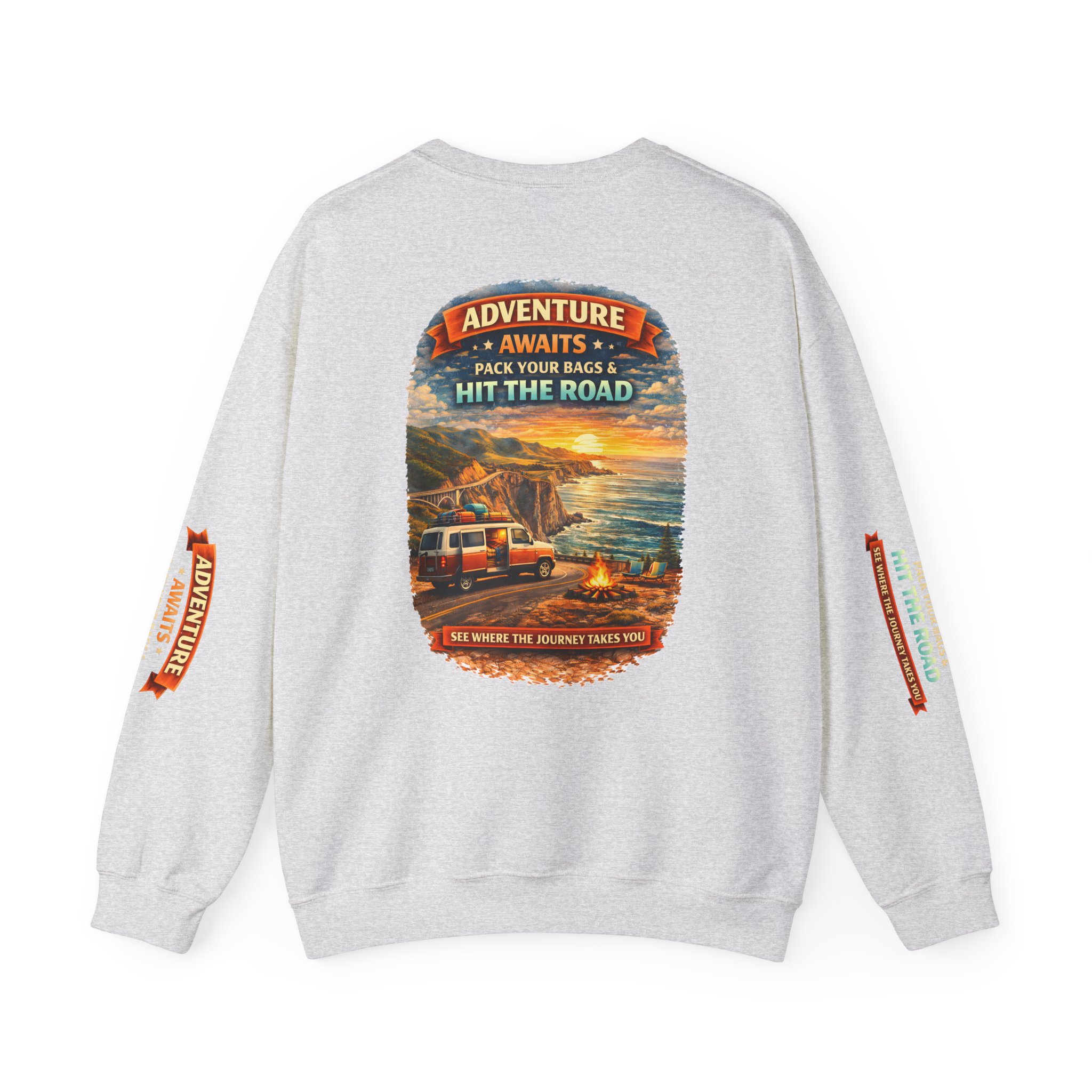 15479177787381997517_2048-1.jpeg Unisex Heavy Blend™ Crewneck Sweatshirt — "Adventure Awaits-Pack Your Bags" Design Scenic-Line