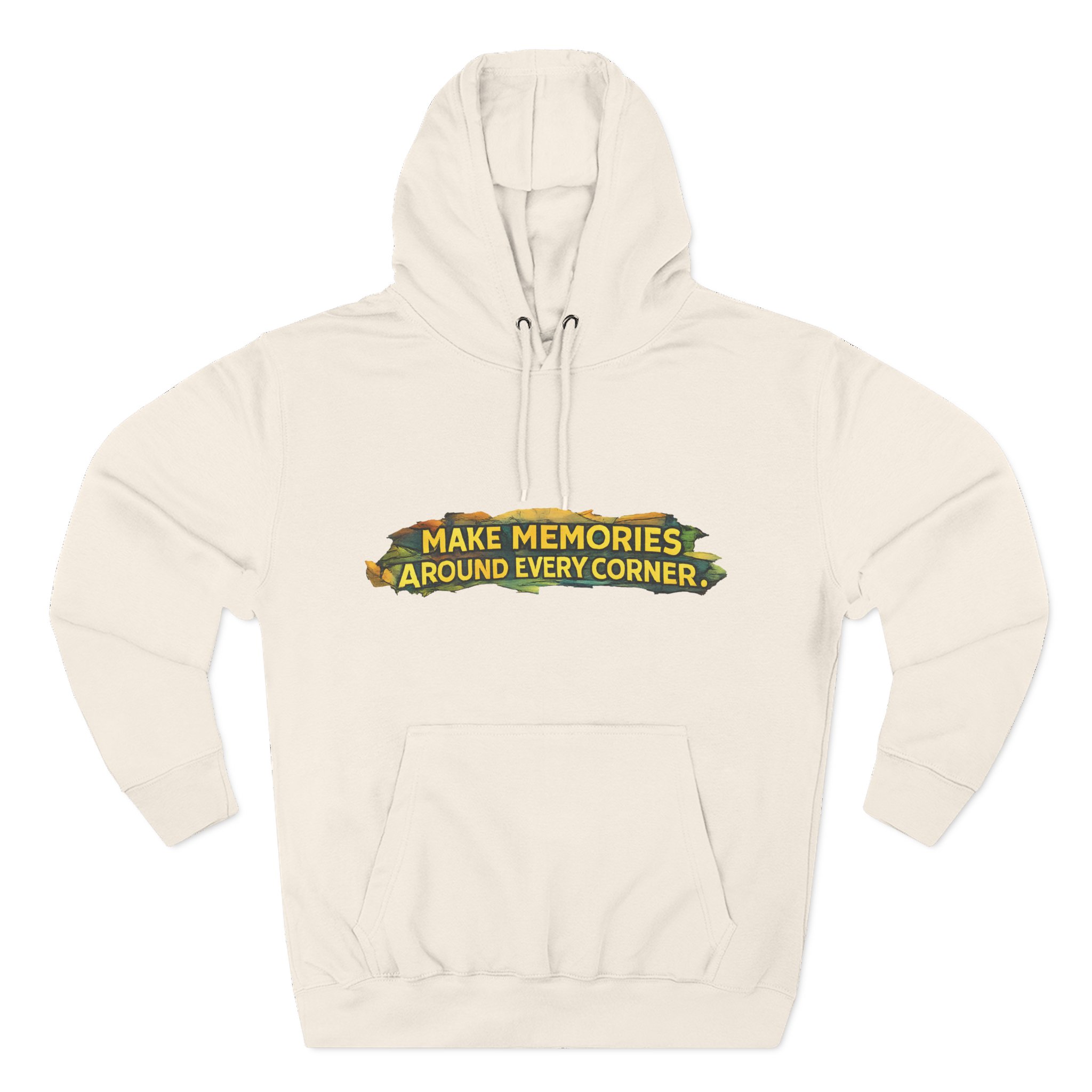 Three-Panel Fleece Hoodie - "Make Memories Around Every Corner" Design Cubic-Line