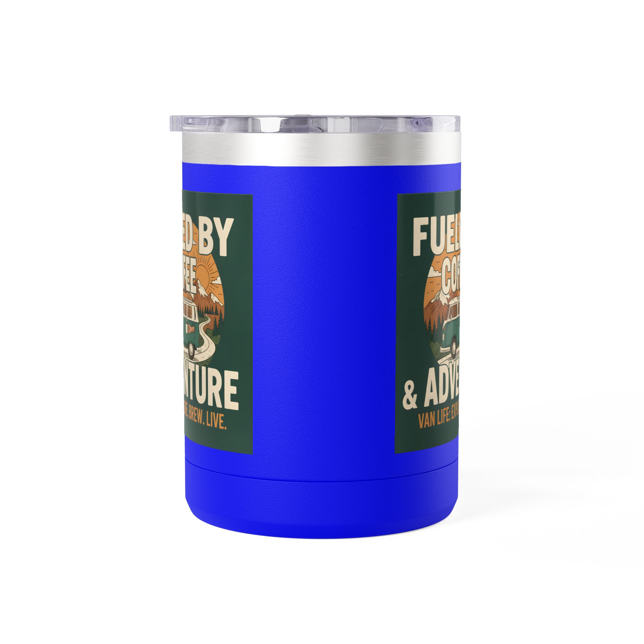 Coffee Mug Tumbler, 15oz — "Fueled by Coffee & Adventure"