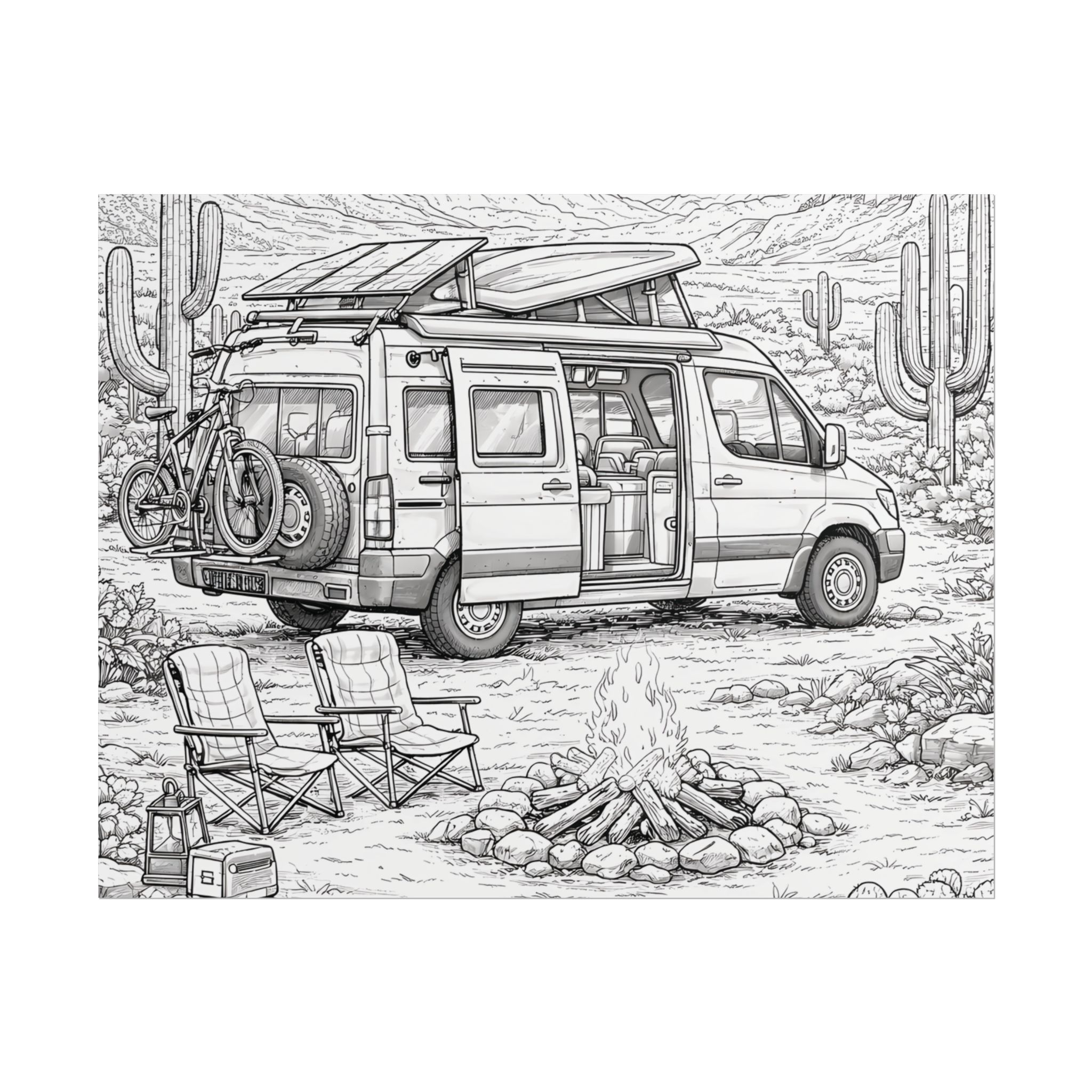 Campervan Poster — Vintage RV Camping Landscape Wall Art