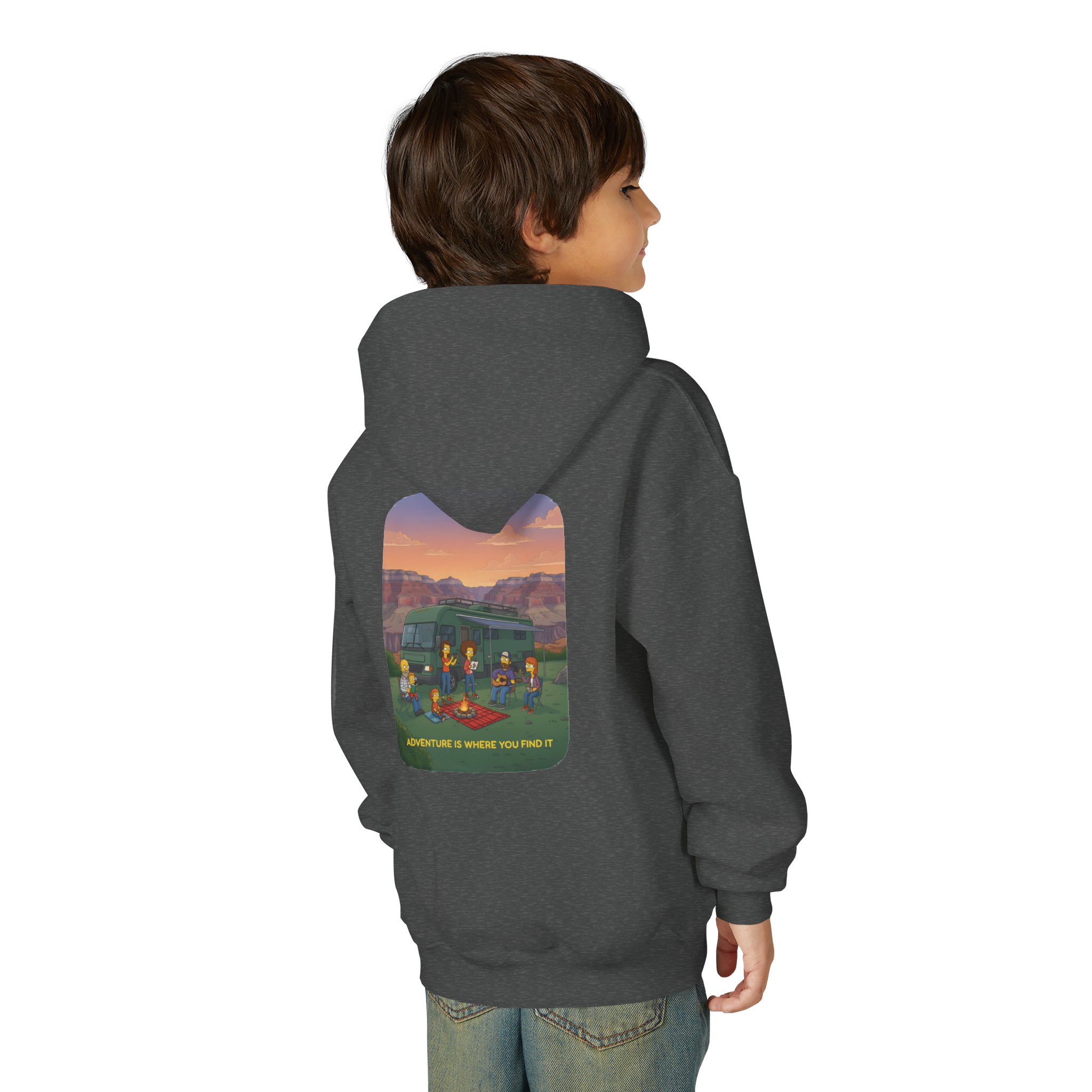 Youth Hoodie(Gildan) – "Adventure Is Where You Find It" (Design Sitcom-Line)