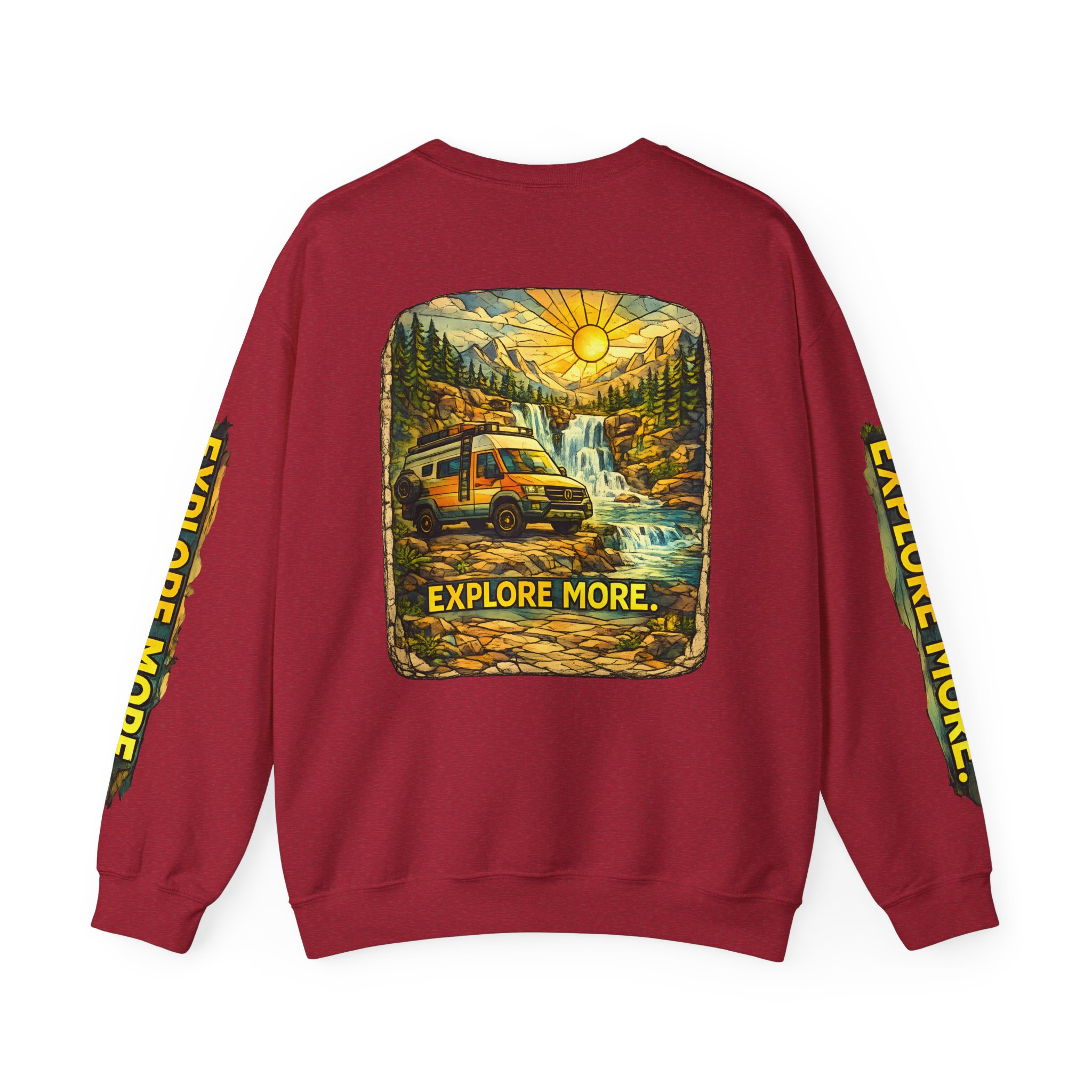 Unisex Heavy Blend™ Crewneck Sweatshirt — "Explore More" Design Cubic-Line