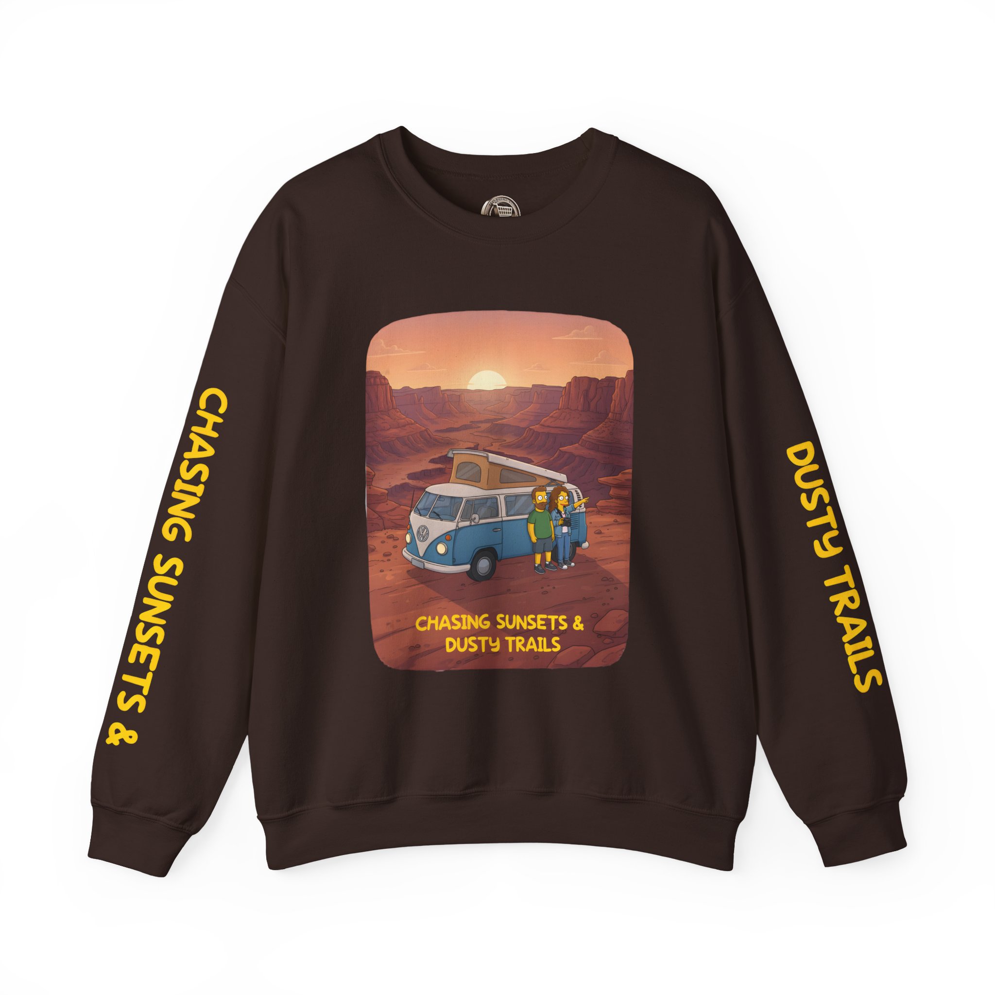 Unisex Heavy Blend™ Crewneck Sweatshirt — "Chasing Sunsets And Dusty Trails" Design Sitcom-Line