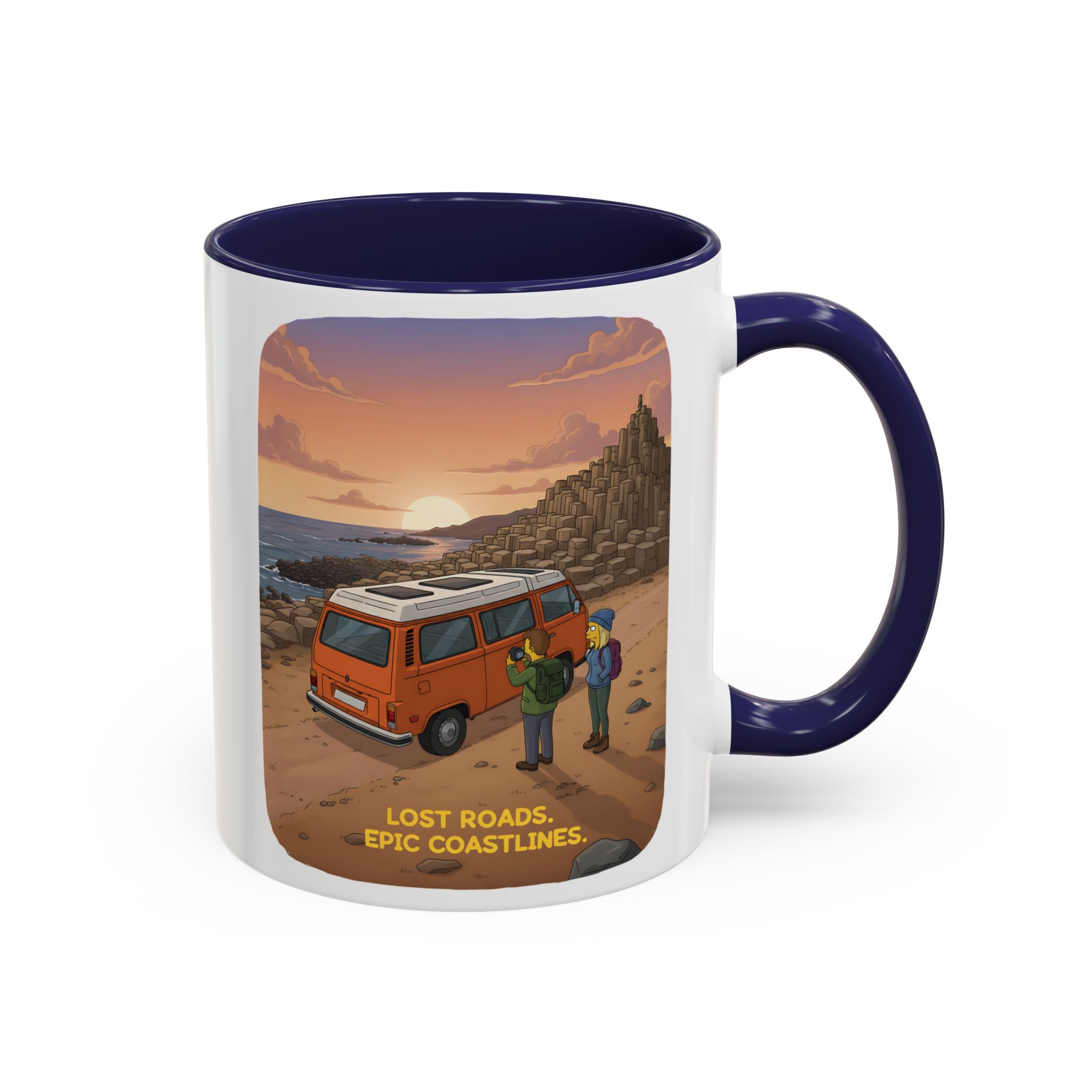 Accent Coffee Mug (11, 15oz) — "Lost Roads Epic Coastlines" Design Sitcom-Line
