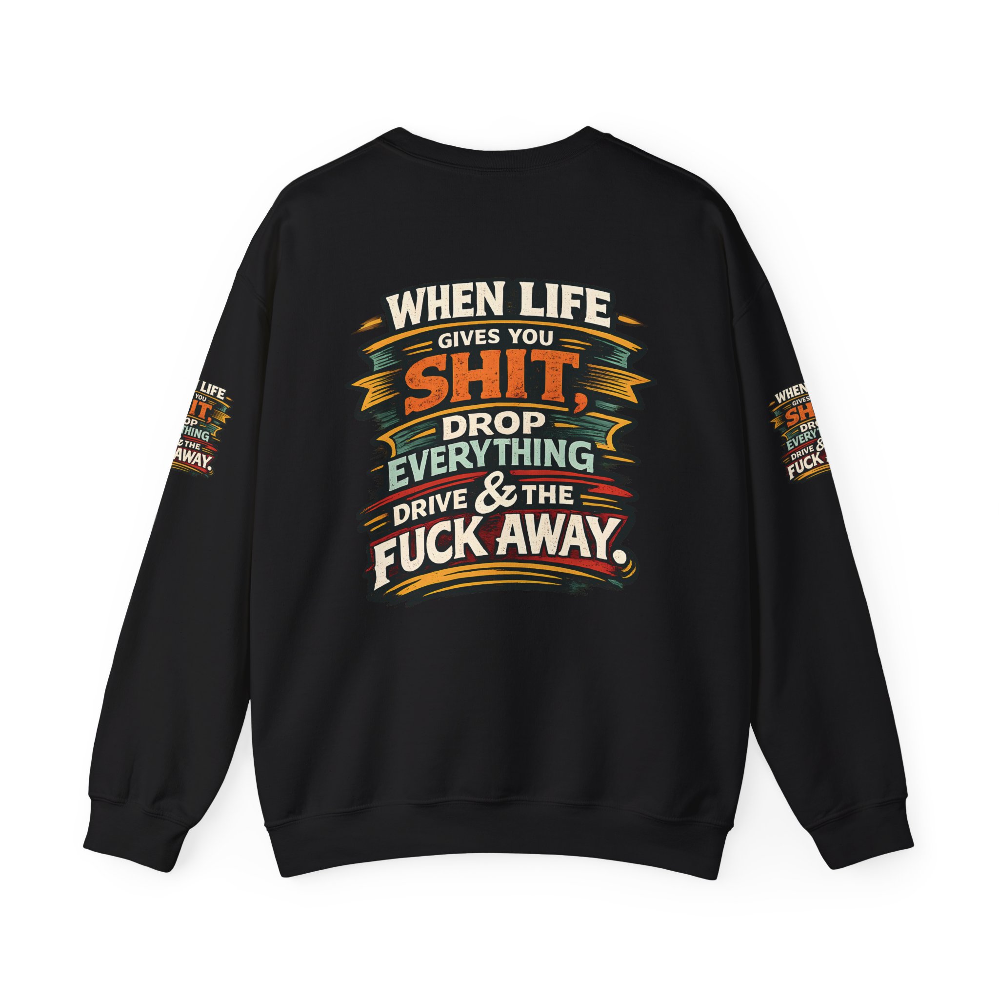 Unisex Heavy Blend™ Crewneck Sweatshirt — "When Live Gives You Shit" Design F**K-Line