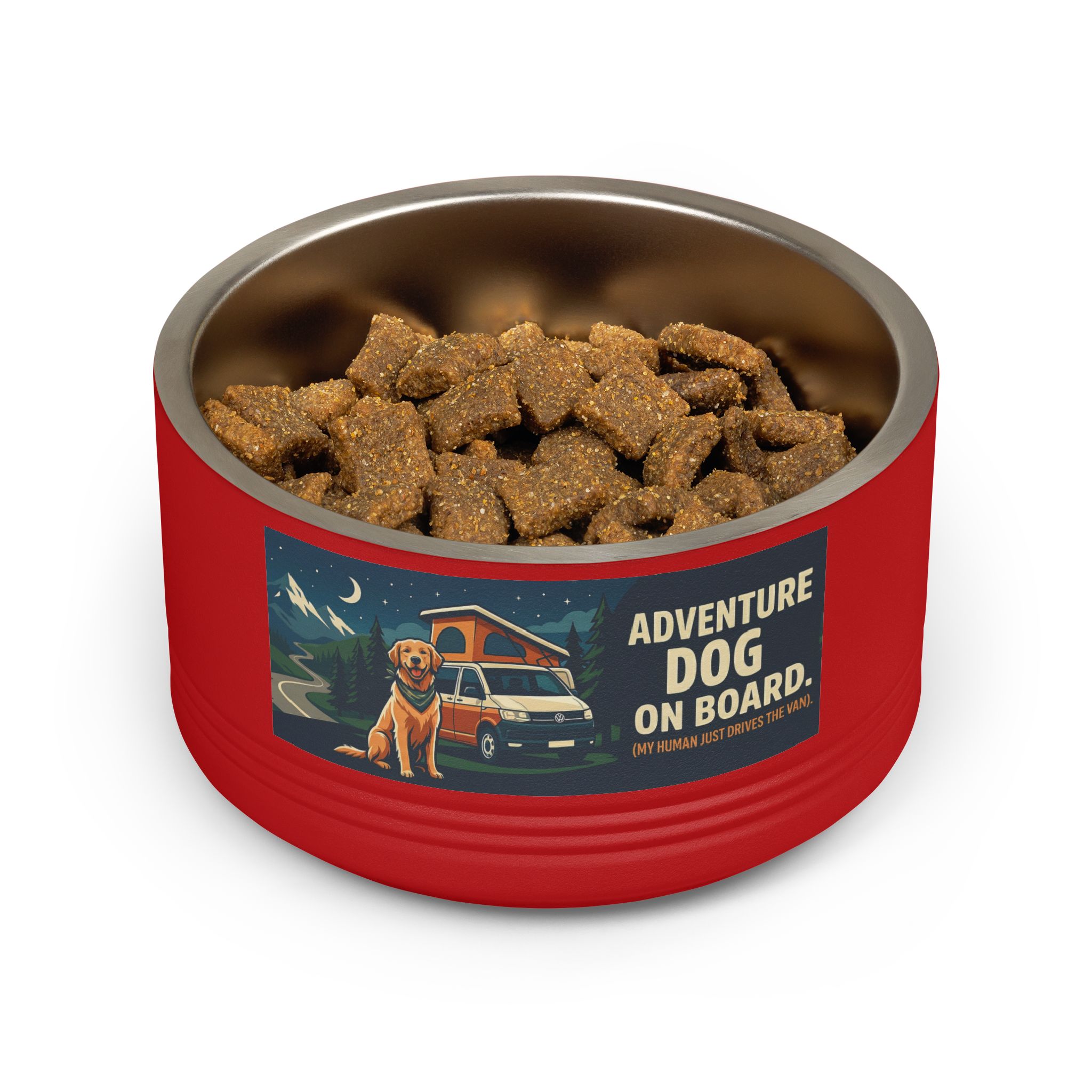 Pet Bowl — "Adventure Dog On Board " 18oz Camper & Hiking Dog Travel Bowl