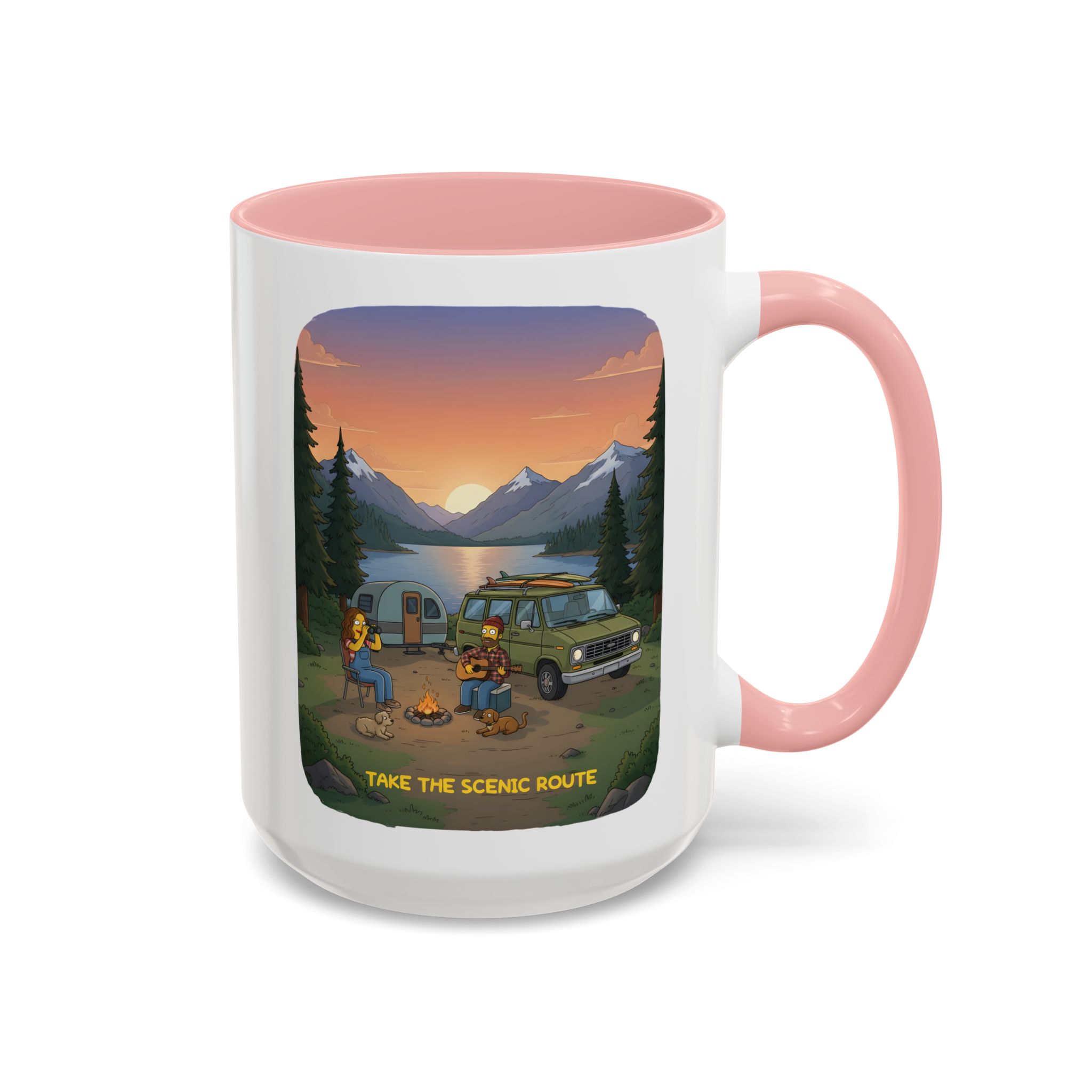 15499645008516051597_2048.jpeg Accent Coffee Mug (11, 15oz) — "Take The Scenic Route" Design Sitcom-Line