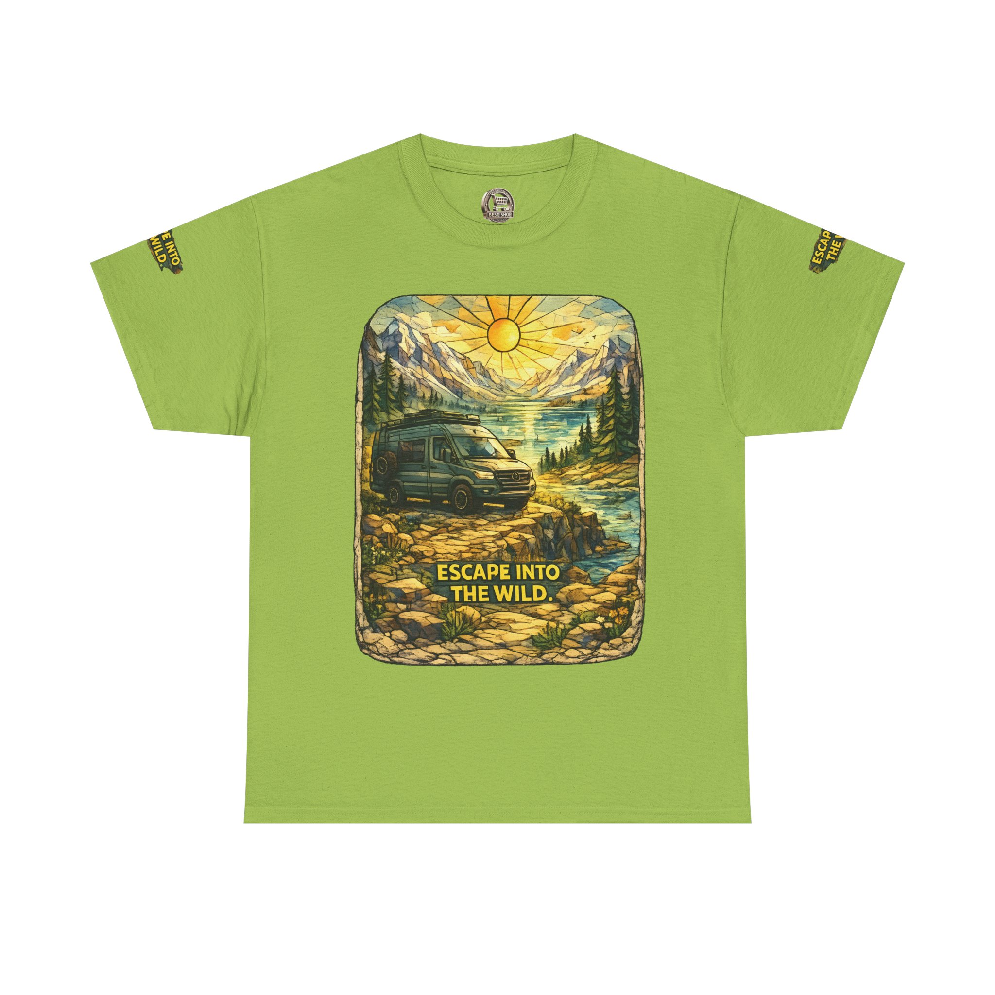 Unisex Heavy Cotton Tee — "Escape Into The Wild" Design Cubic-Line