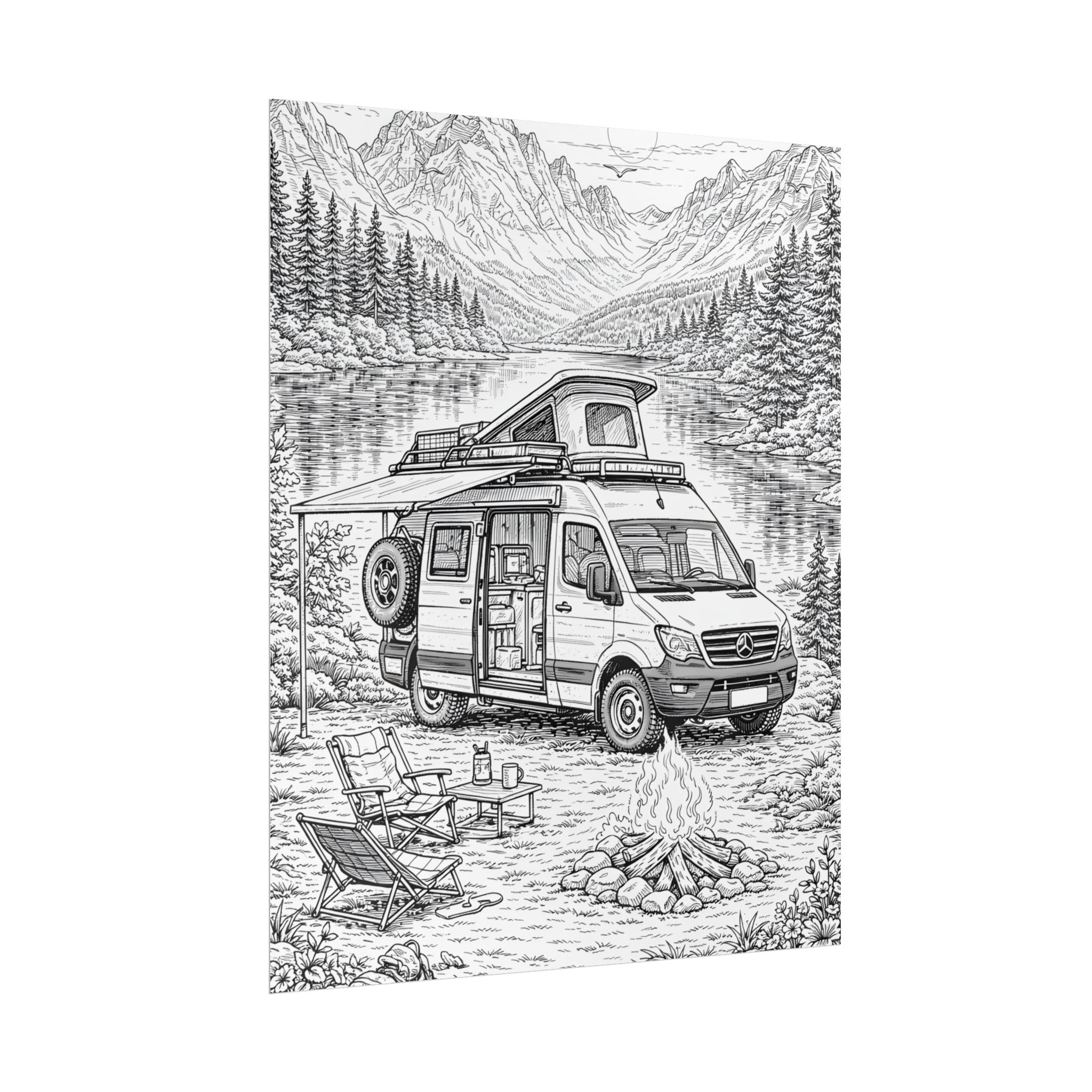 Campervan Poster — Vintage RV Camping Landscape Wall Art