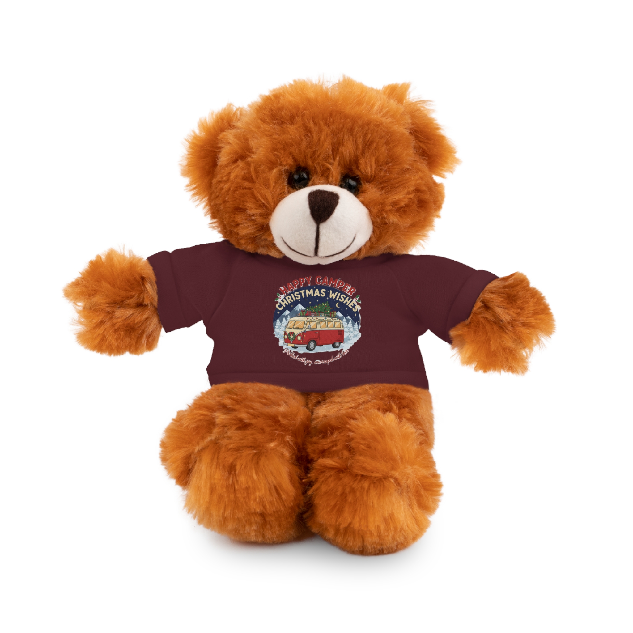Happy Christmas Teddy Bear with 'Happy Camper Christmas Wishes' Tee