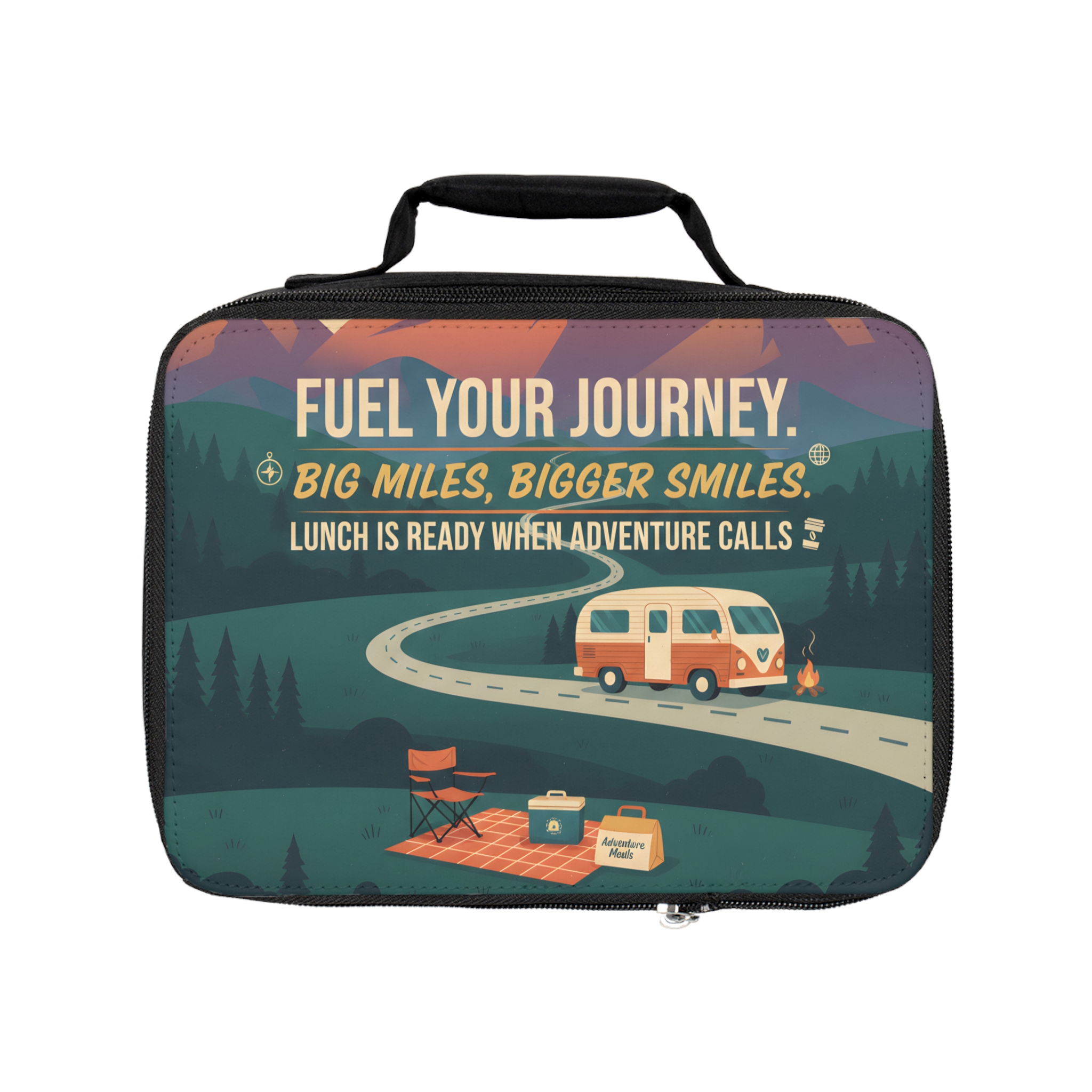 Adventure Lunch Bag — "Fuel Your Journey. Big Miles, Bigger Smiles" Adventure Lunch Tote