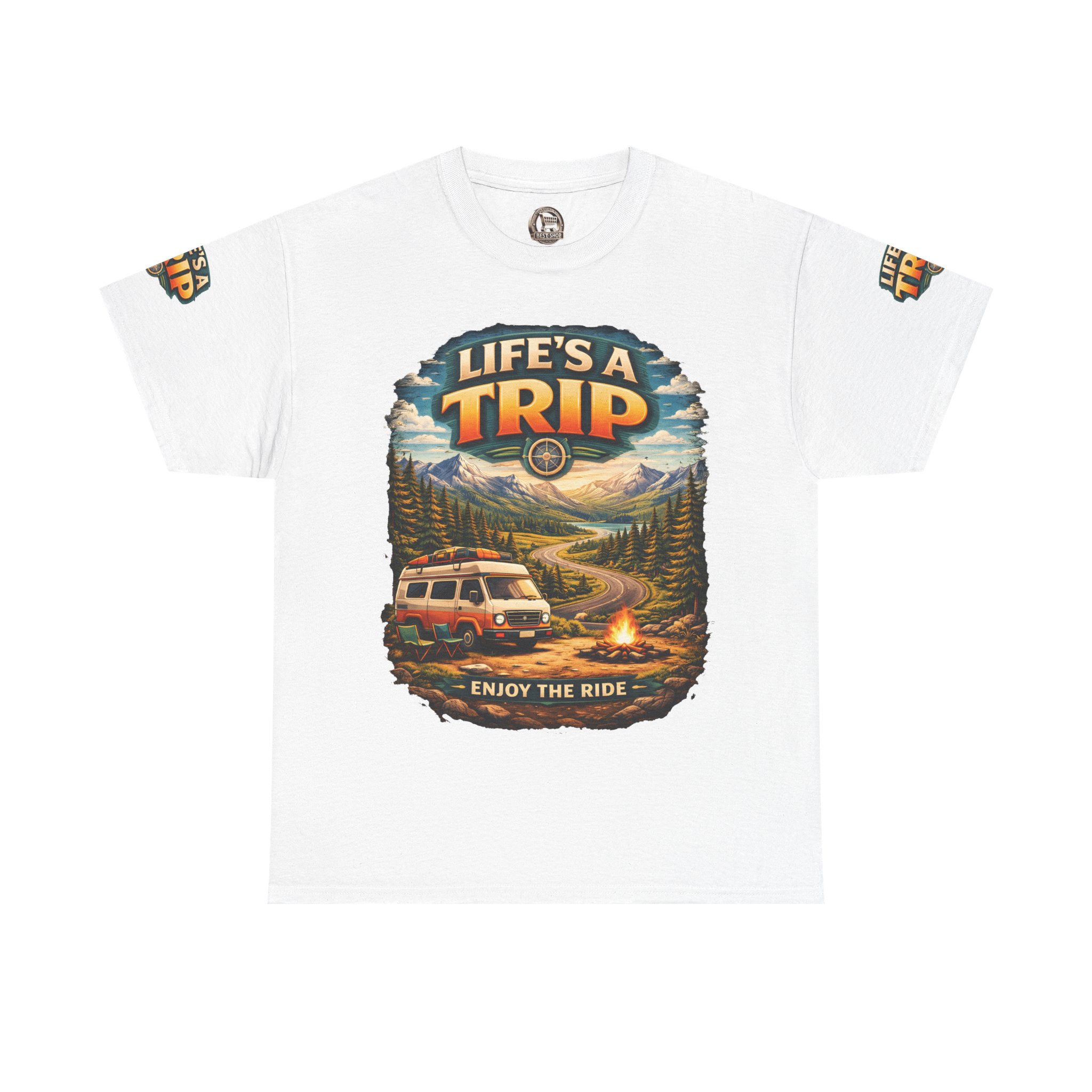 Unisex Heavy Cotton Tee — "Live´s A Trip-Enjoy The Ride" Design Scenic-Line
