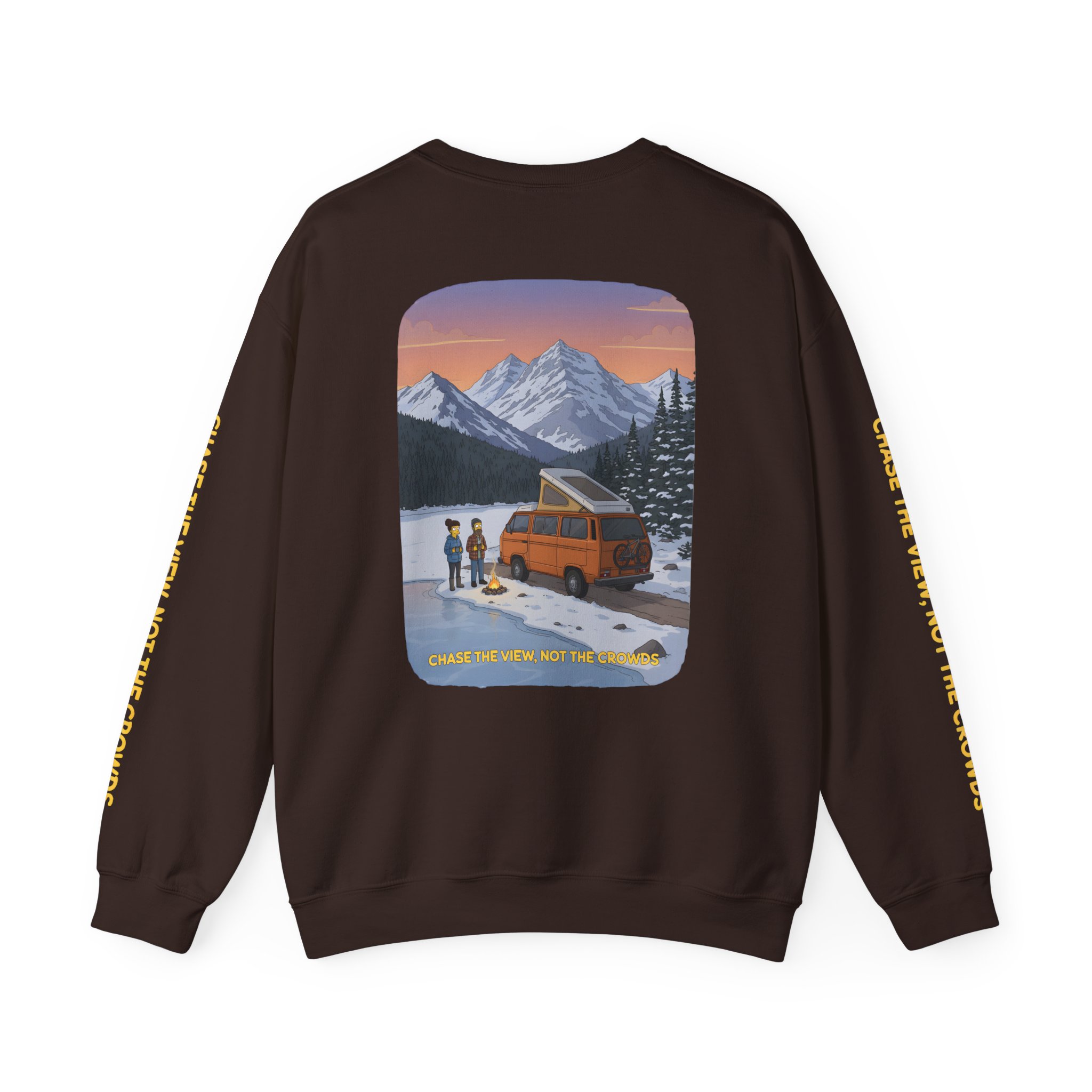 Unisex Heavy Blend™ Crewneck Sweatshirt — "Chase The Views-Not The Crowds"" Design Sitcom-Line