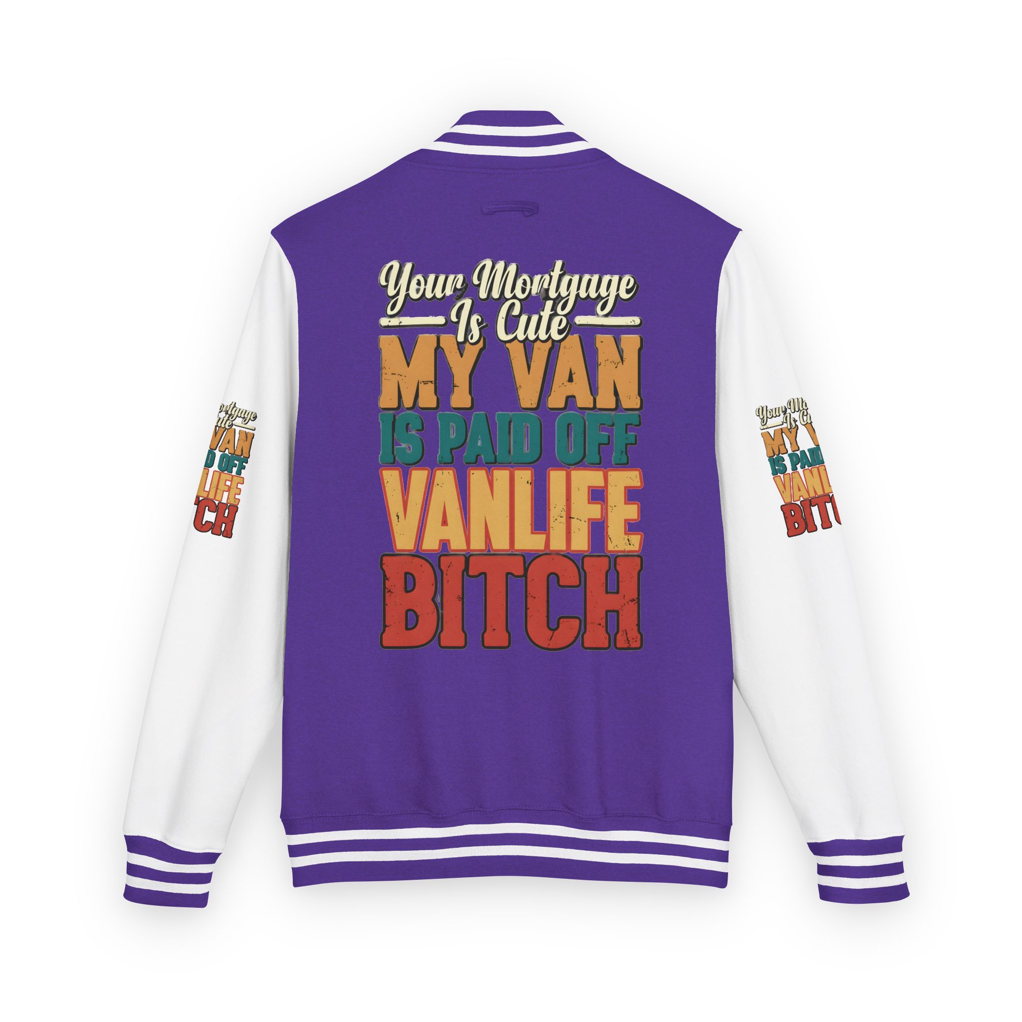 Unisex Heavyweight Letterman Jacket — "Your Mortgage Is Cute" Design F**K-Line