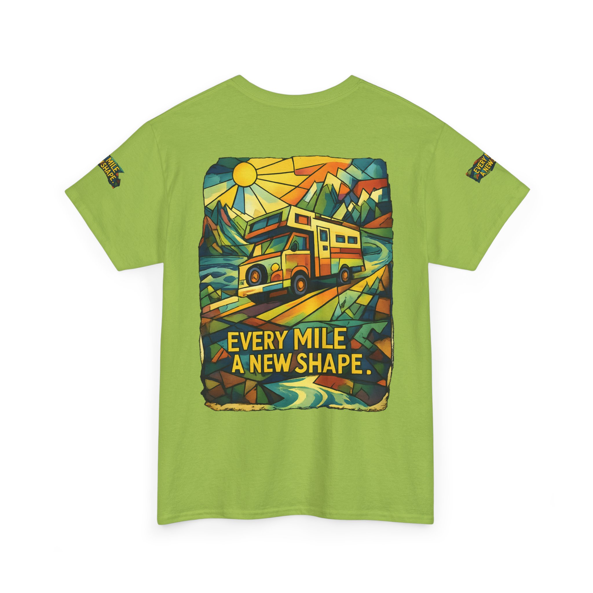Unisex Heavy Cotton Tee — "Every Mile A New Shape" Design Cubic-Line