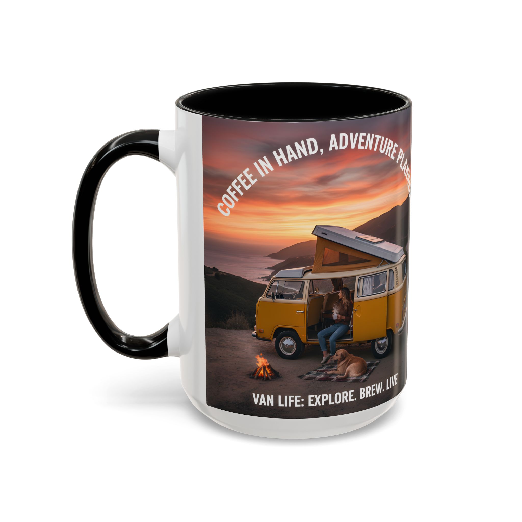 Accent Coffee Mug (11, 15oz) - "Coffee in Hand, Adventure Planned"