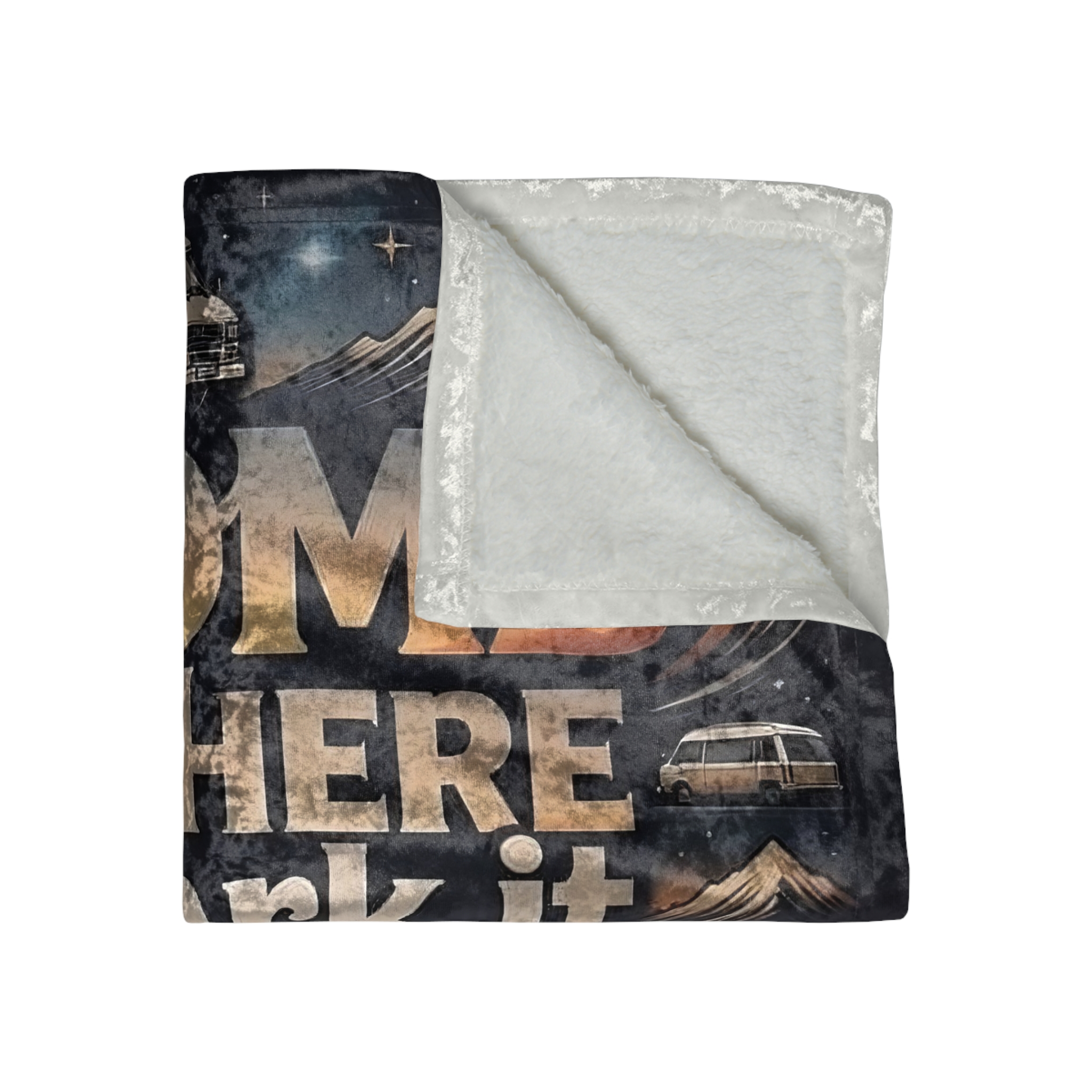 Crushed Velvet Blanket – "Home Is Where You Park It" Camper RV Travel Throw