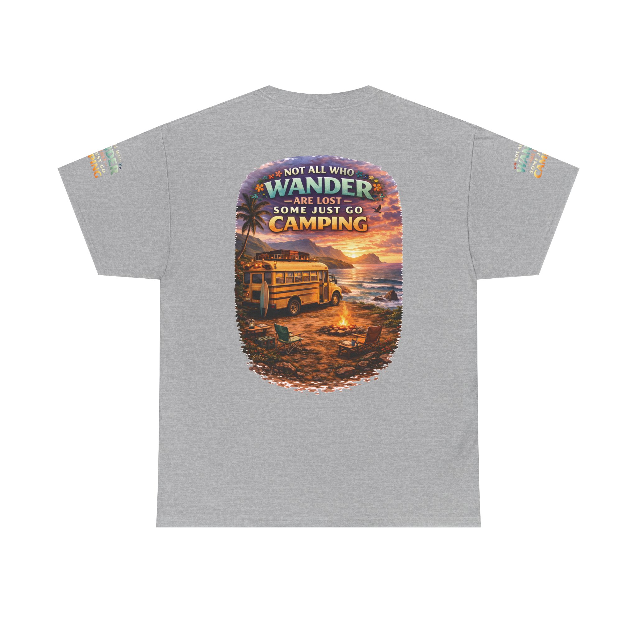 Unisex Heavy Cotton Tee — "Not All Who Wander Are Lost" Design Scenic-Line