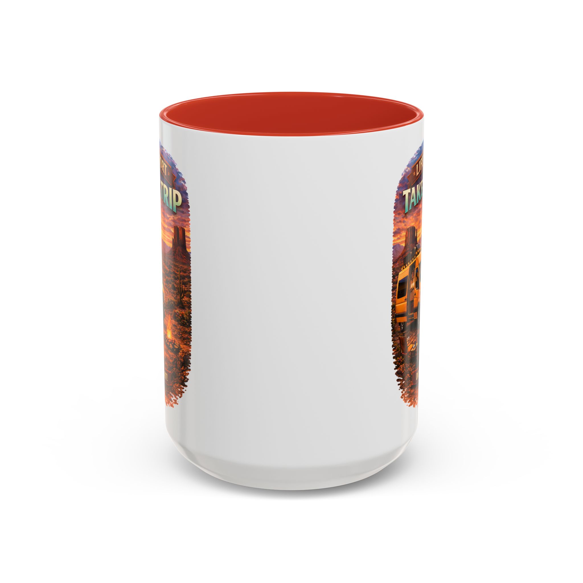 Accent Coffee Mug (11, 15oz) — "Live Is Short Take The Trip" Design Scenic-Line
