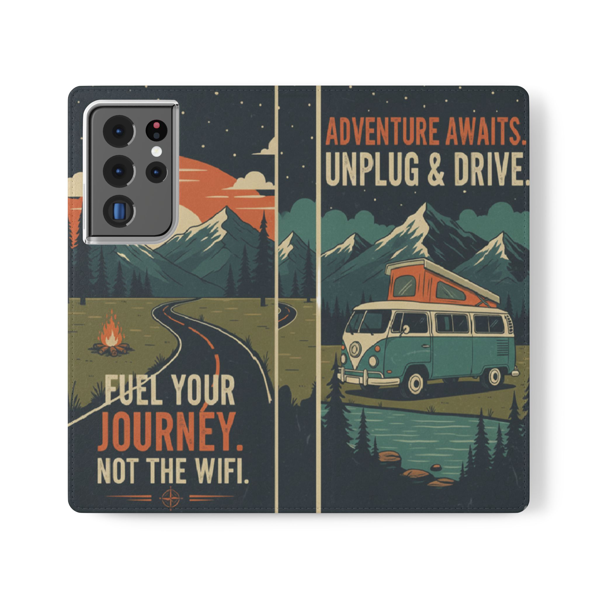 Flip Phone Case — "Fuel Your Journey, Not the Wifi" Wallet Cover