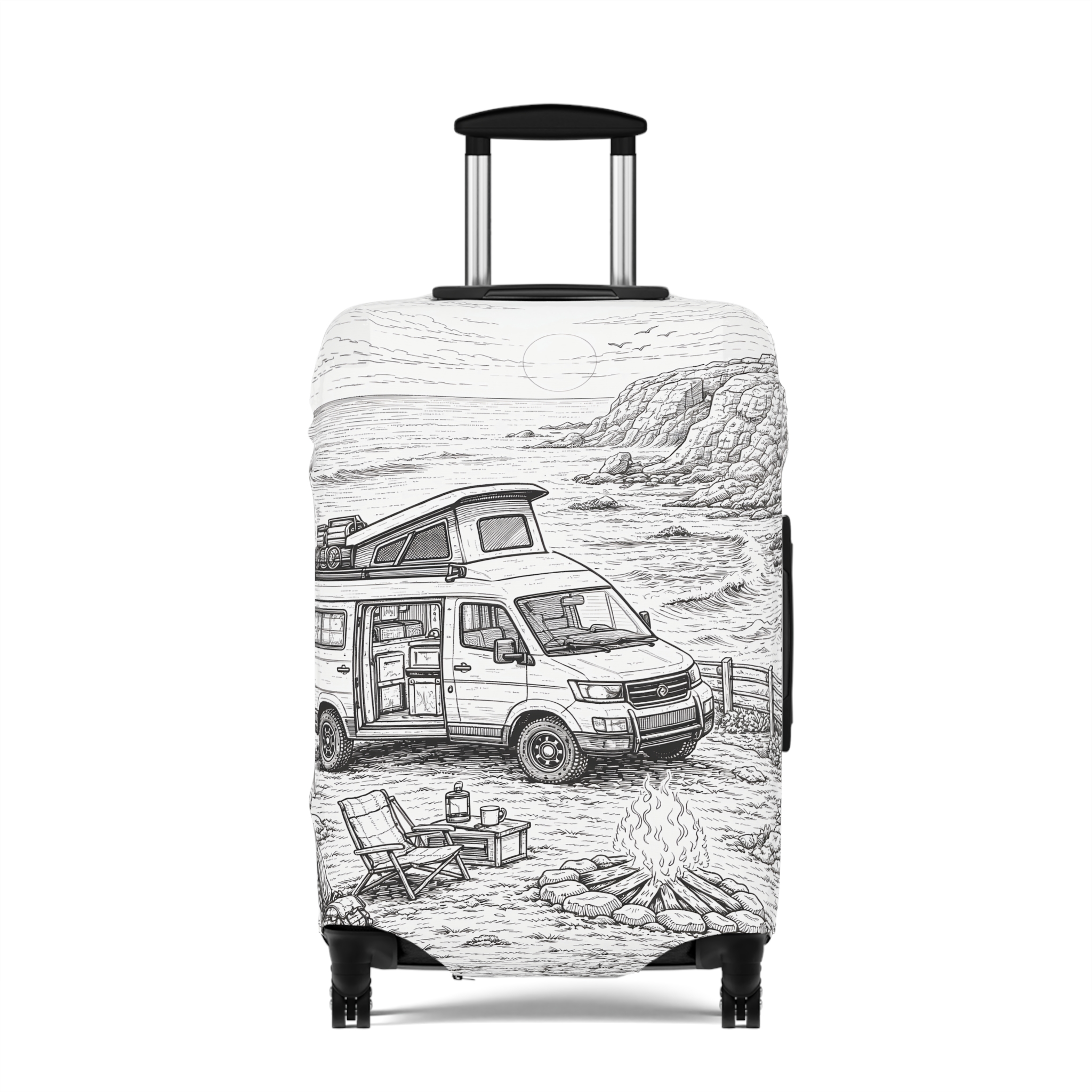15539293773811625219_2048.jpeg Luggage Cover — Adventure Camper Sketch Travel Suitcase