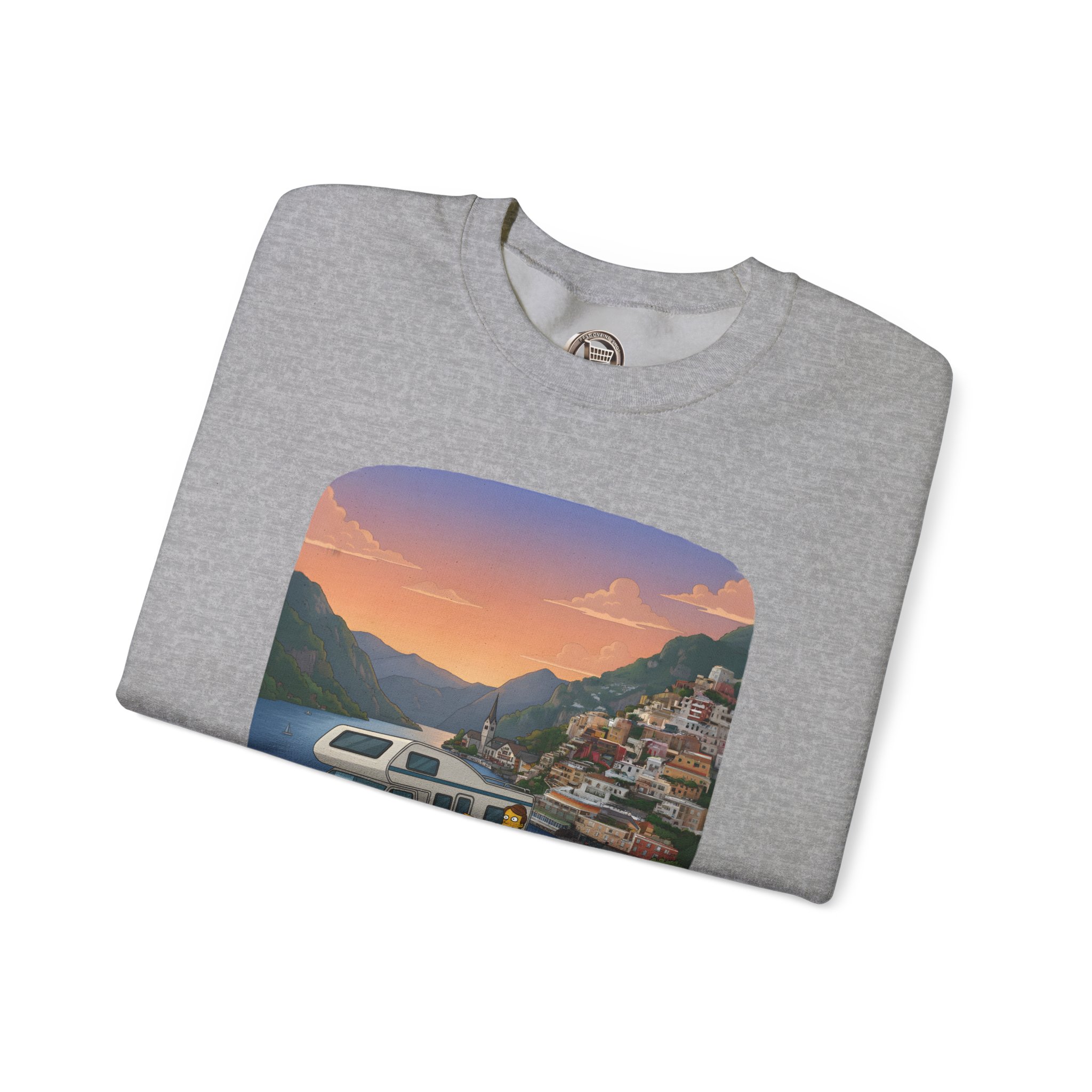 Unisex Heavy Blend™ Crewneck Sweatshirt — "Mountain Air-Alpine Adventure" Design Sitcom-Line