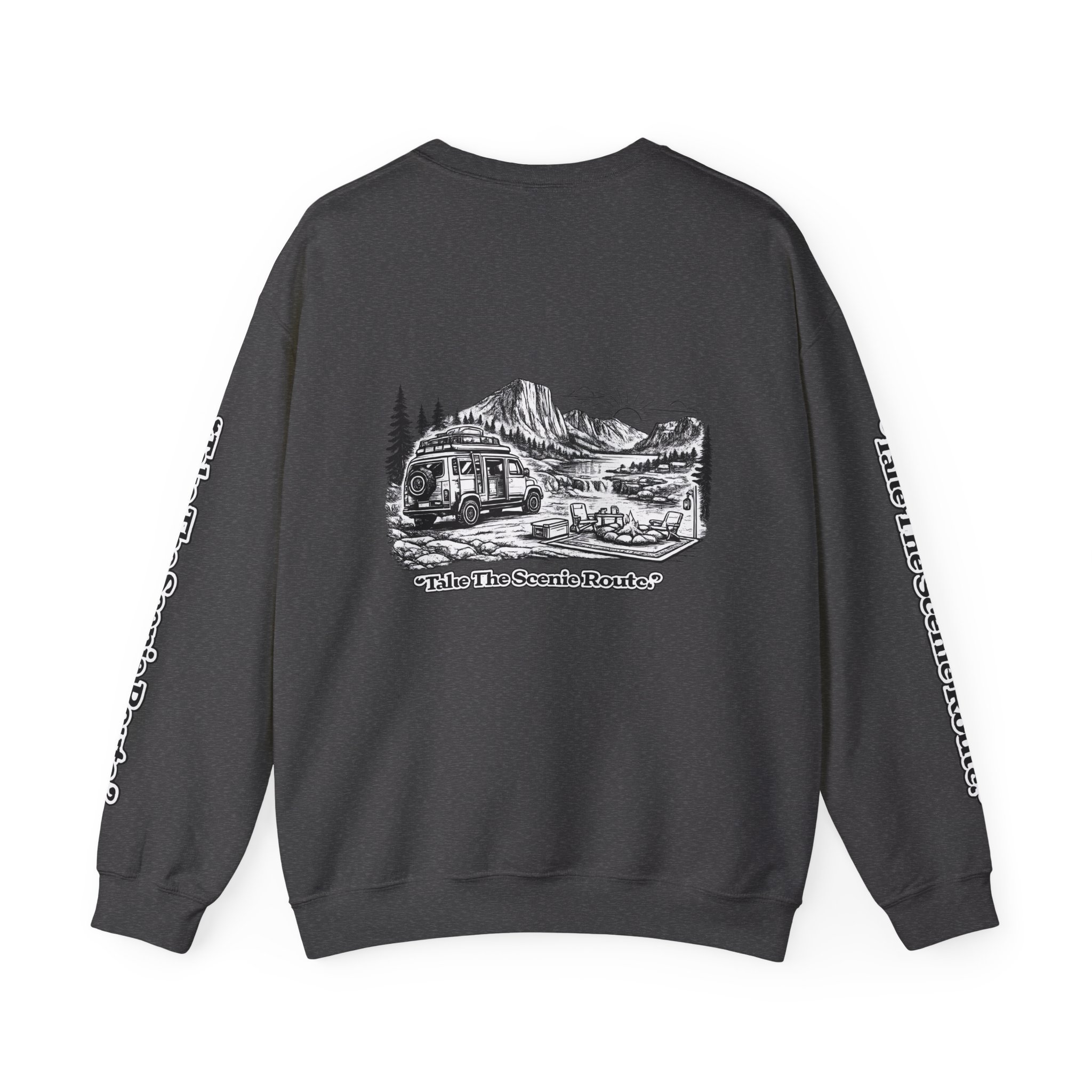 15568370910119081072_2048.jpeg Unisex Heavy Blend™ Crewneck Sweatshirt — "Take The Scenic Route" Design Minimal-Line
