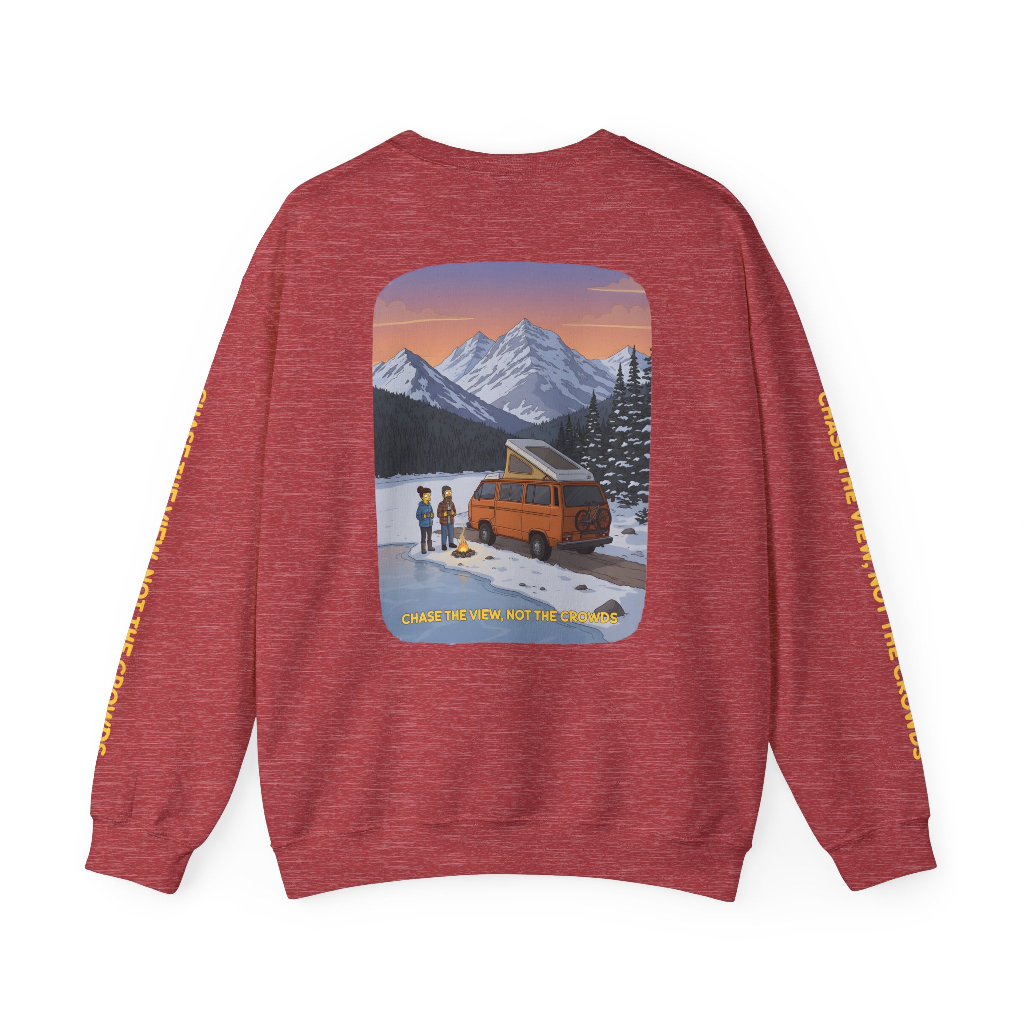 Unisex Heavy Blend™ Crewneck Sweatshirt — "Chase The Views-Not The Crowds"" Design Sitcom-Line