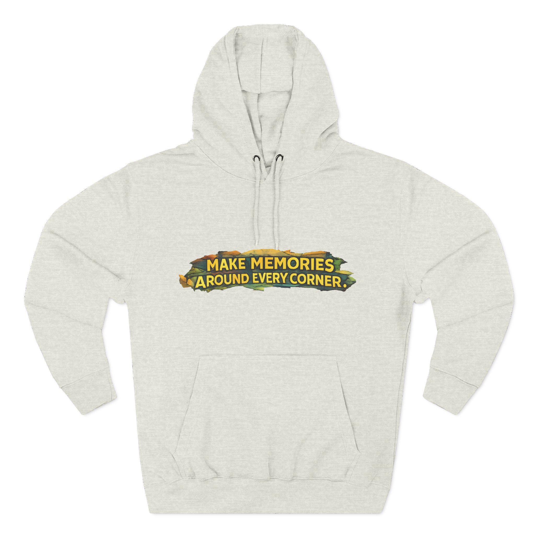 Three-Panel Fleece Hoodie - "Make Memories Around Every Corner" Design Cubic-Line