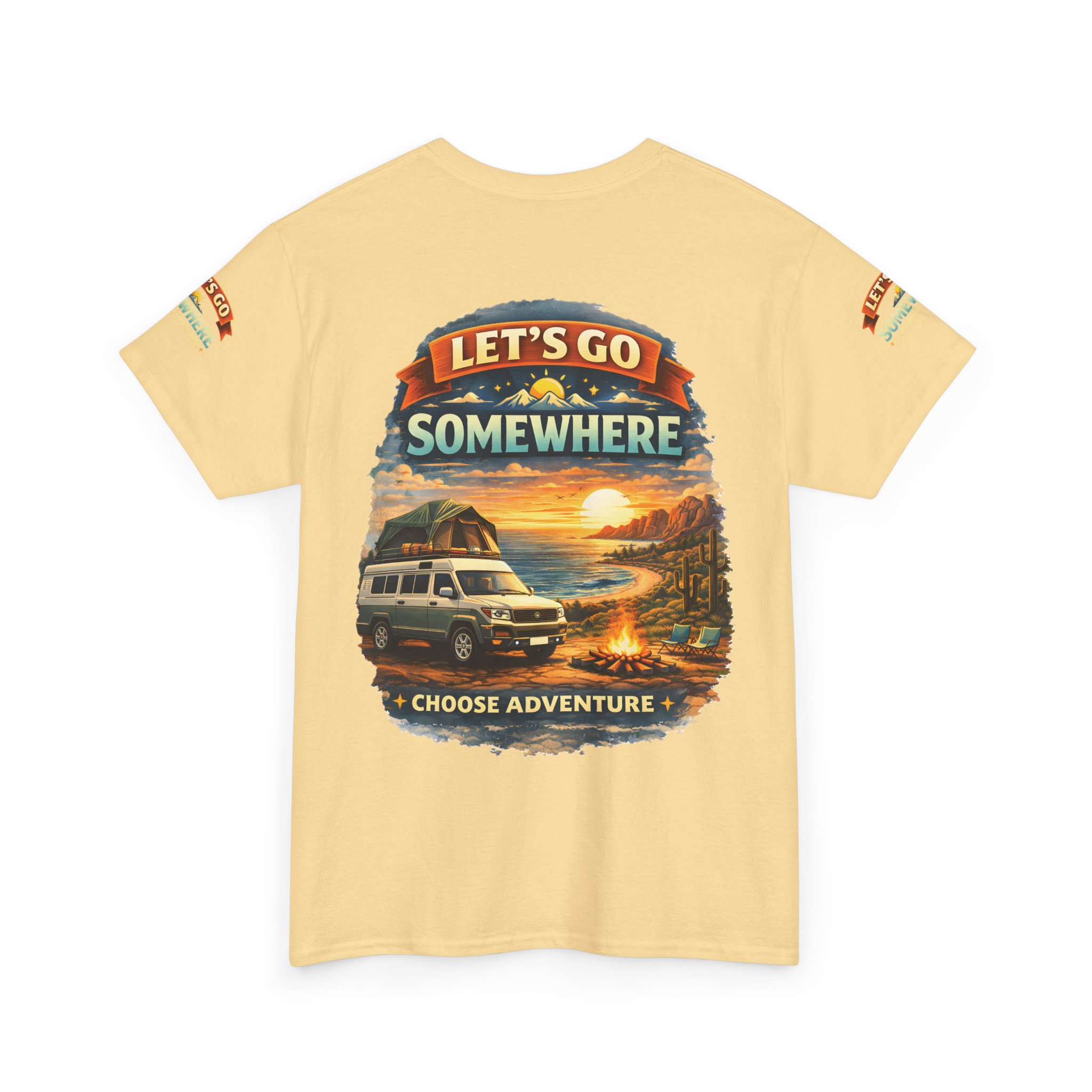 Unisex Heavy Cotton Tee — "Lets Go Somewhere" Design Scenic-Line