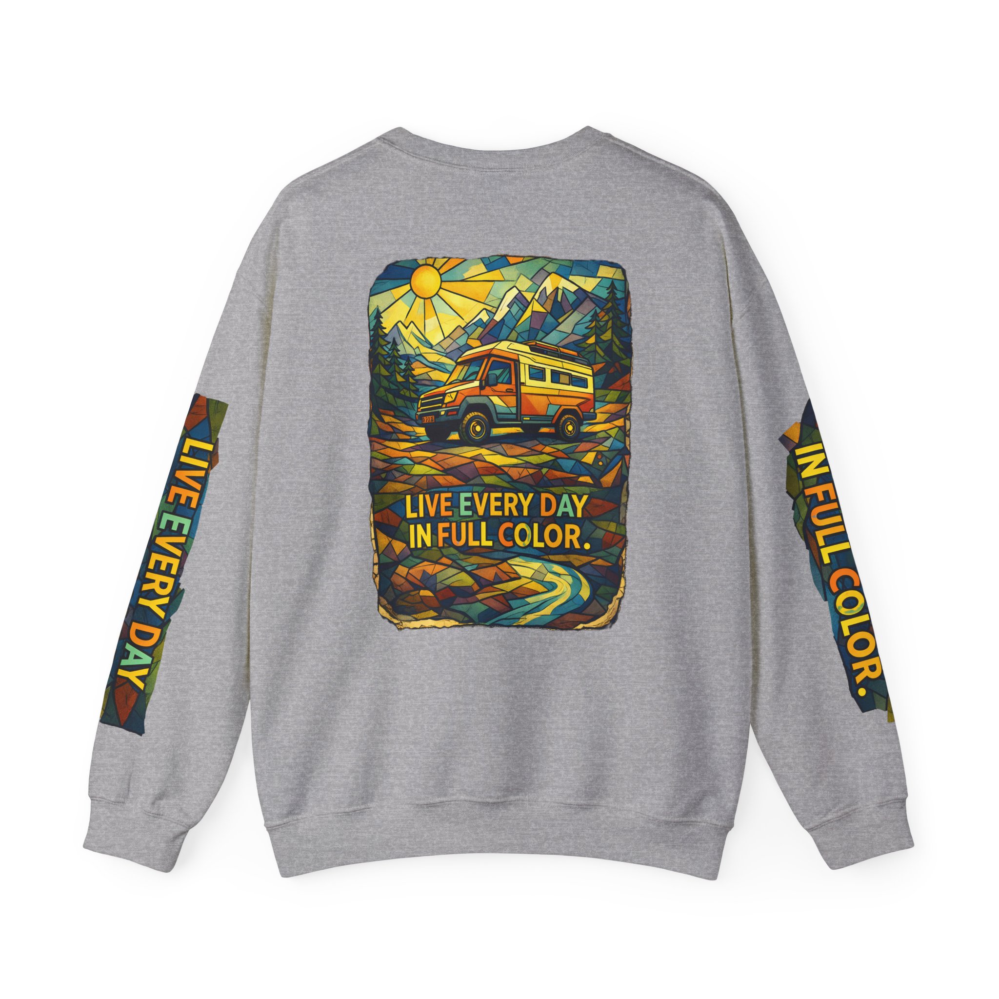 15576774680905170635_2048.jpeg Unisex Heavy Blend™ Crewneck Sweatshirt — "Live Every Day InFull Color" Design Cubic-Line