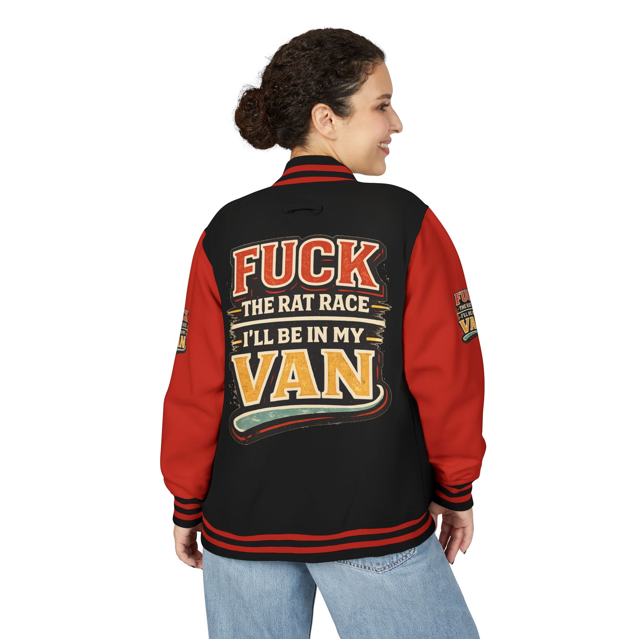 Unisex Heavyweight Letterman Jacket — "Fuck The Rat Race" Design F**K-Line