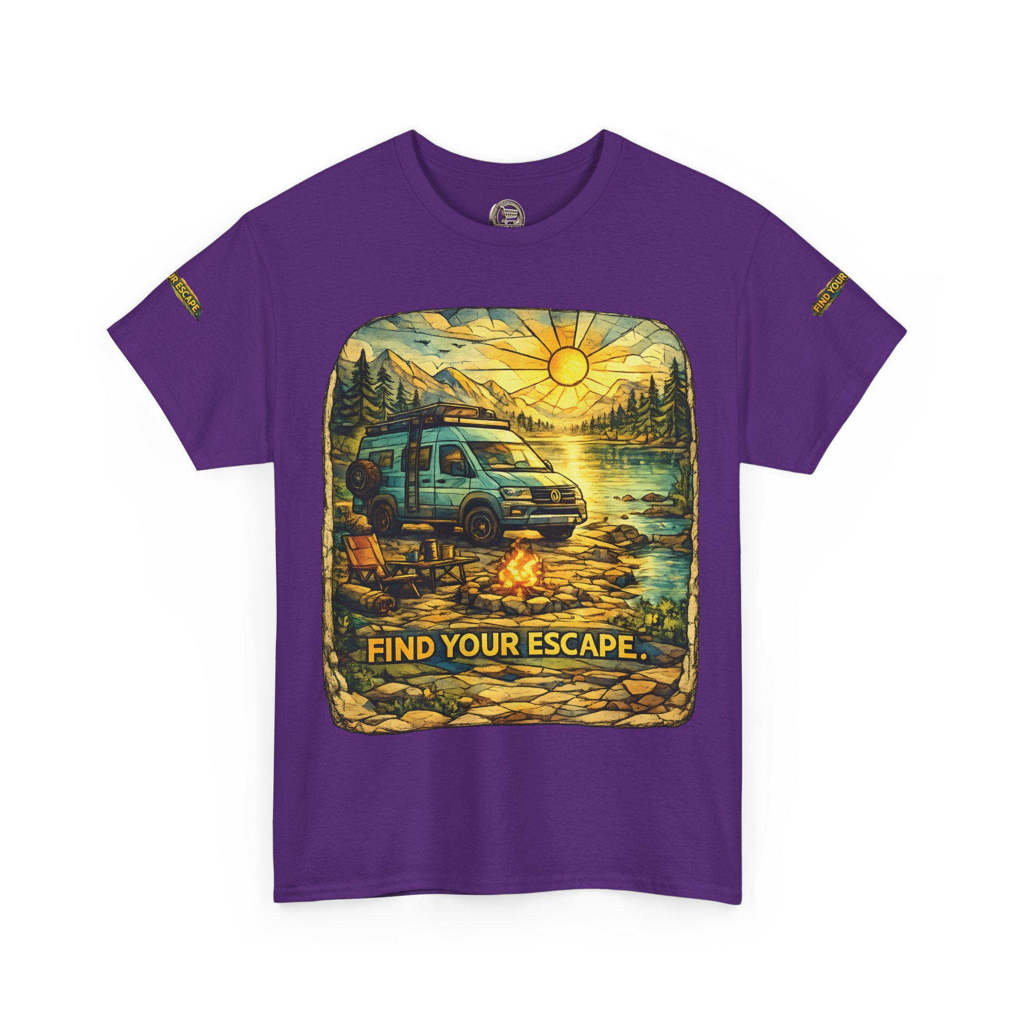 Unisex Heavy Cotton Tee — "Find Your Escape" Design Cubic-Line