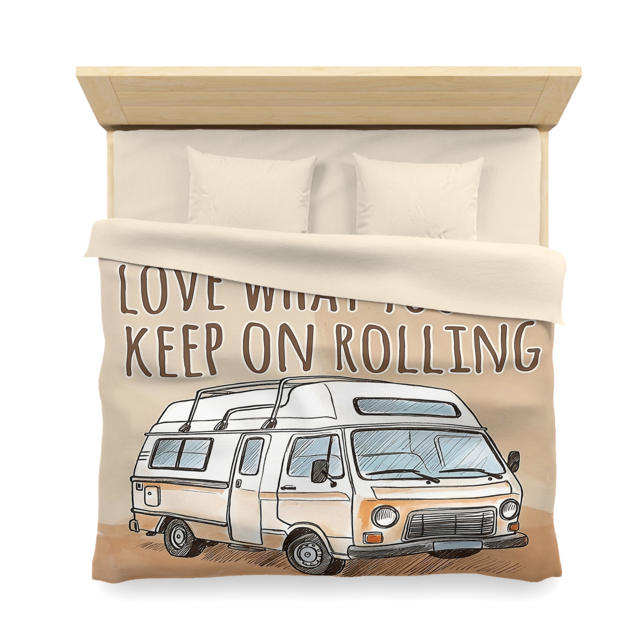 15590763933893697035_2048.jpeg Duvet Cover - 'Do What You Love, Keep On Rolling' Campervan Bedding