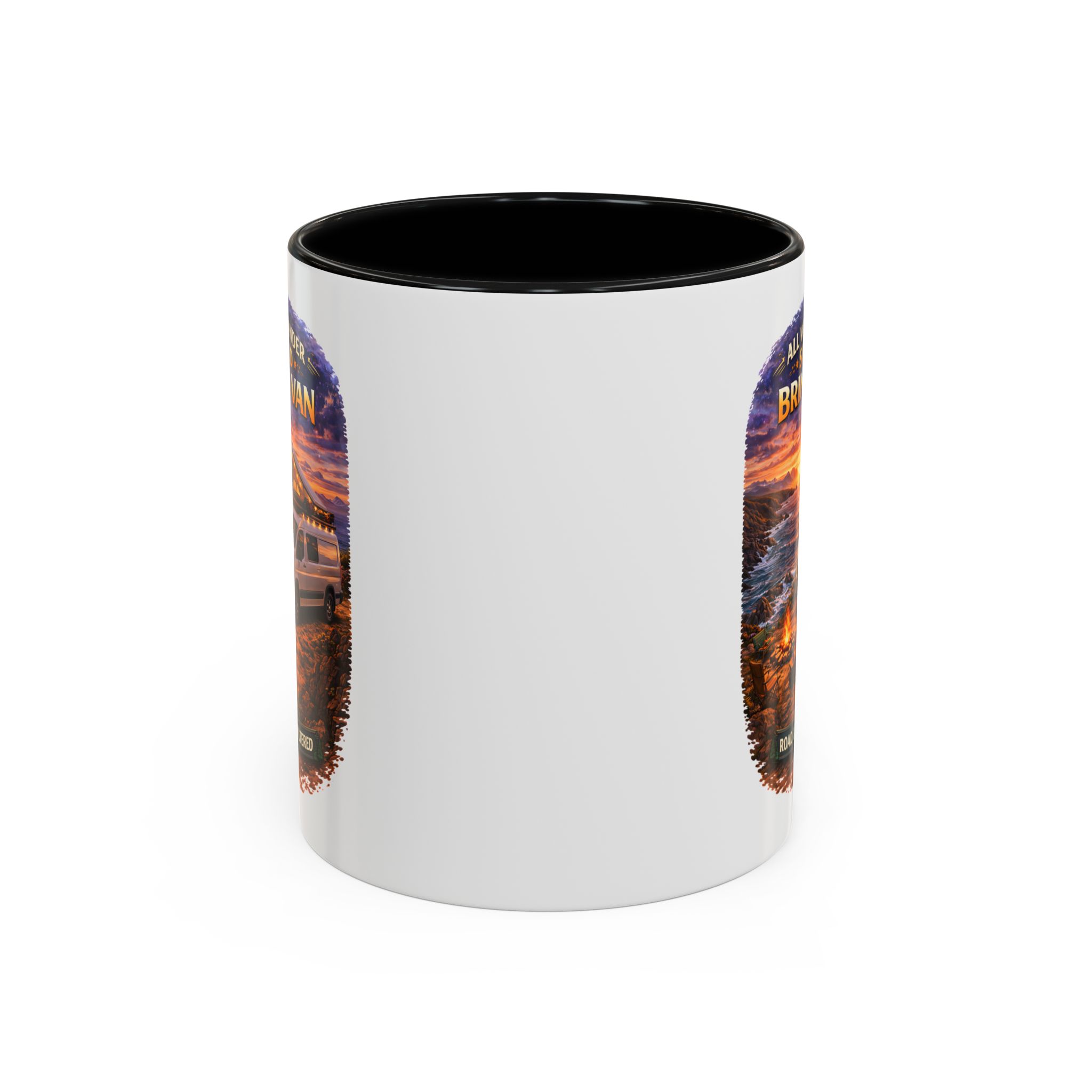 Accent Coffee Mug (11, 15oz) — "All Who wander Should Bring A Van" Design Scenic-Line