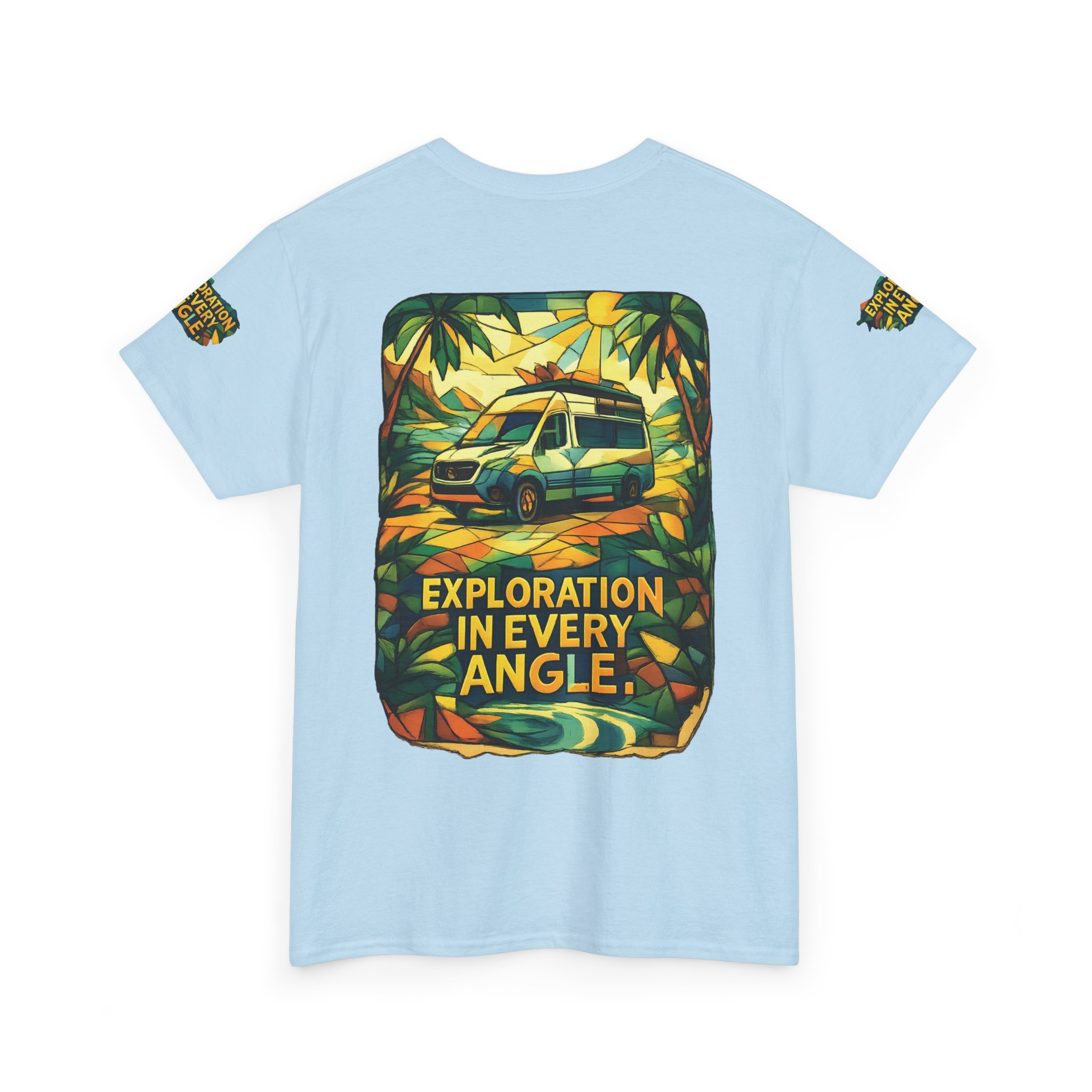 Unisex Heavy Cotton Tee — "Exploration In Every Angle" Design Cubic-Line