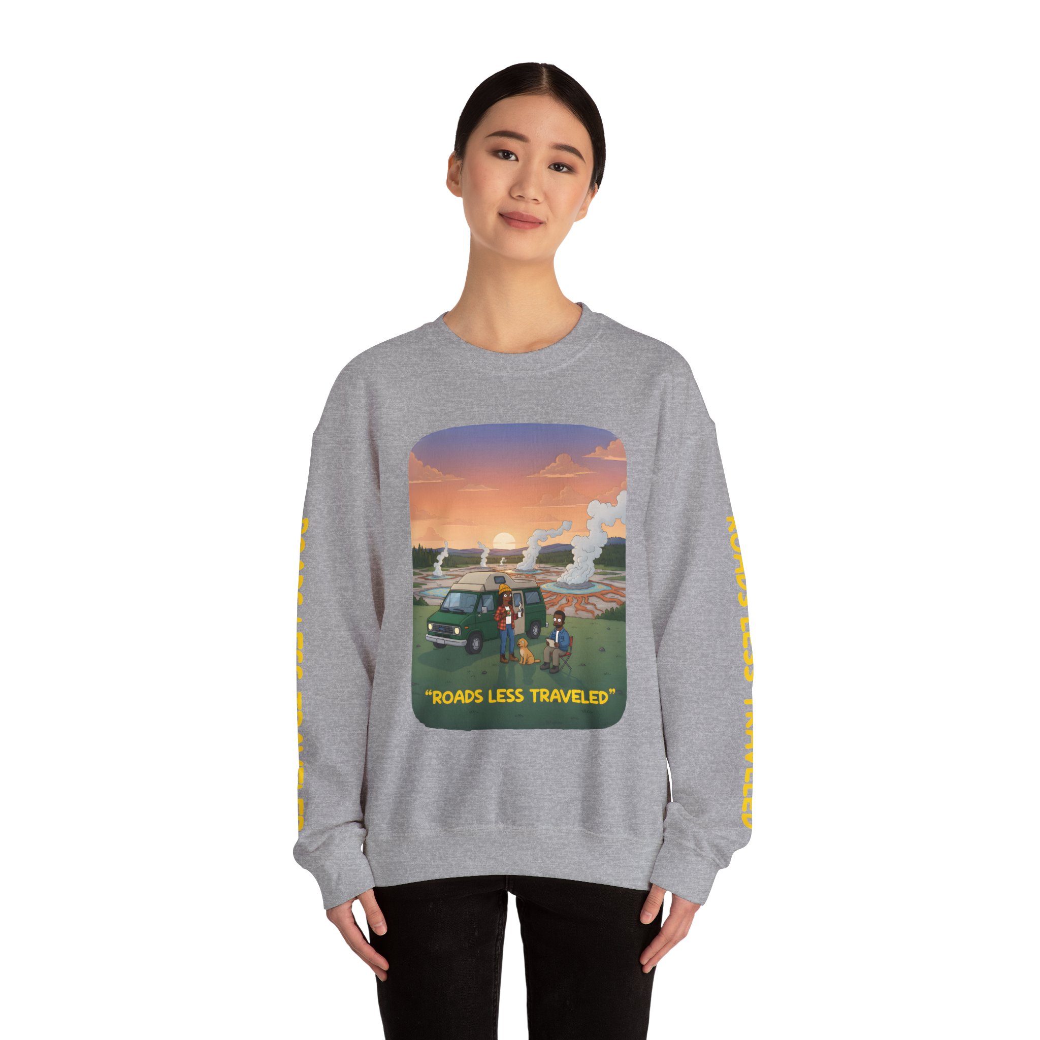 Unisex Heavy Blend™ Crewneck Sweatshirt — "Roads Less Traveled" Design Sitcom-Line