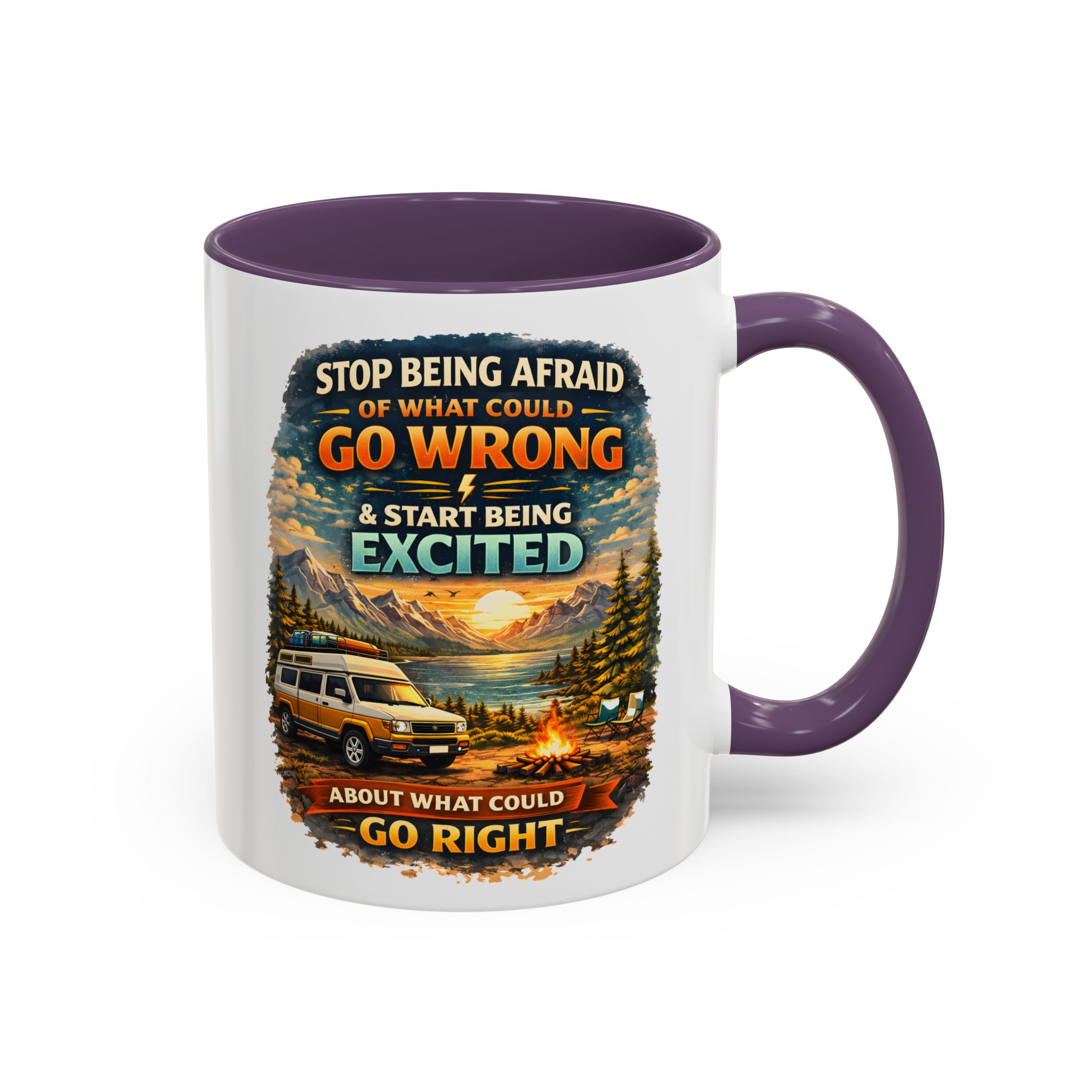 Accent Coffee Mug (11, 15oz) — "Stop Being Afraid Of What Could Go Wrong" Design Scenic-Line