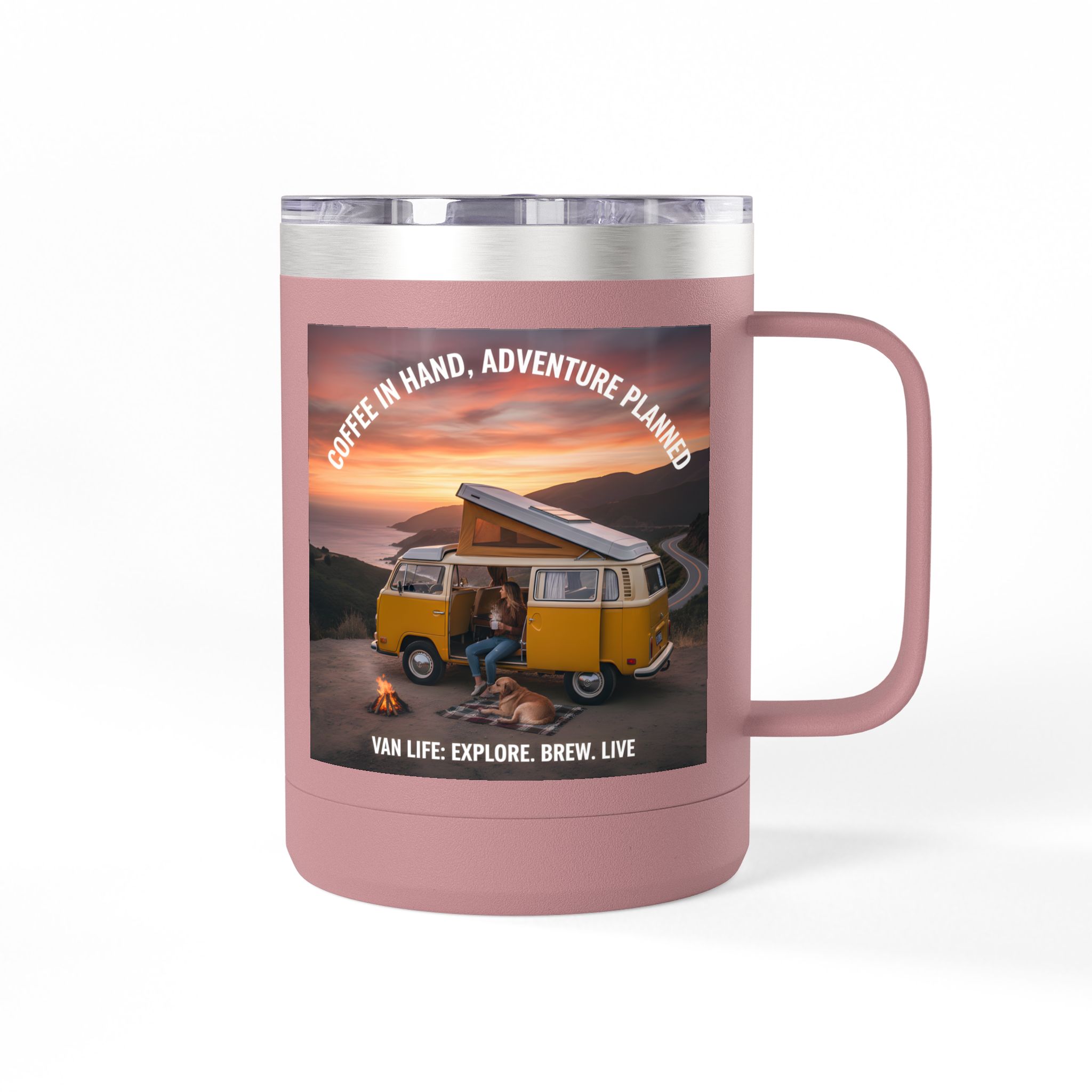 Coffee Mug Tumbler, 15oz — "Coffee in Hand, Adventure Planned"
