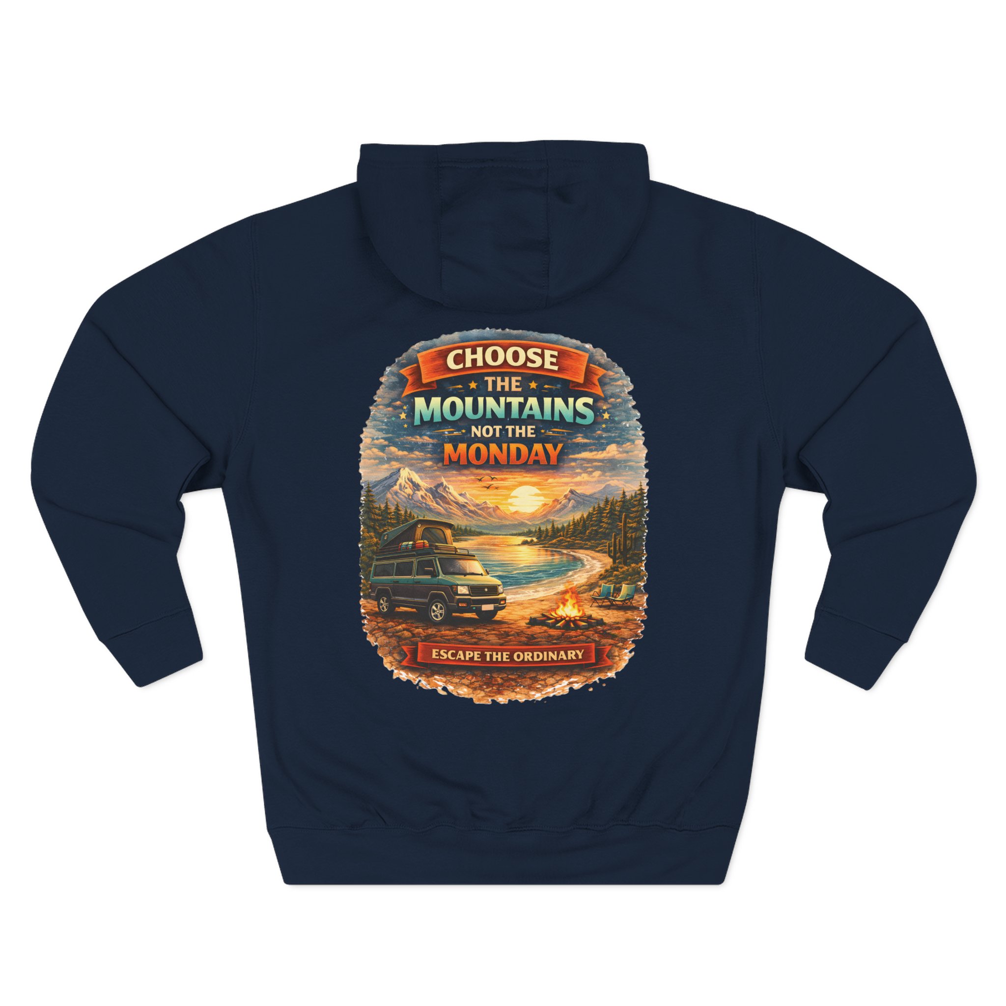 Three-Panel Fleece Hoodie - "Choose The Mountens" Design Scenic-Line