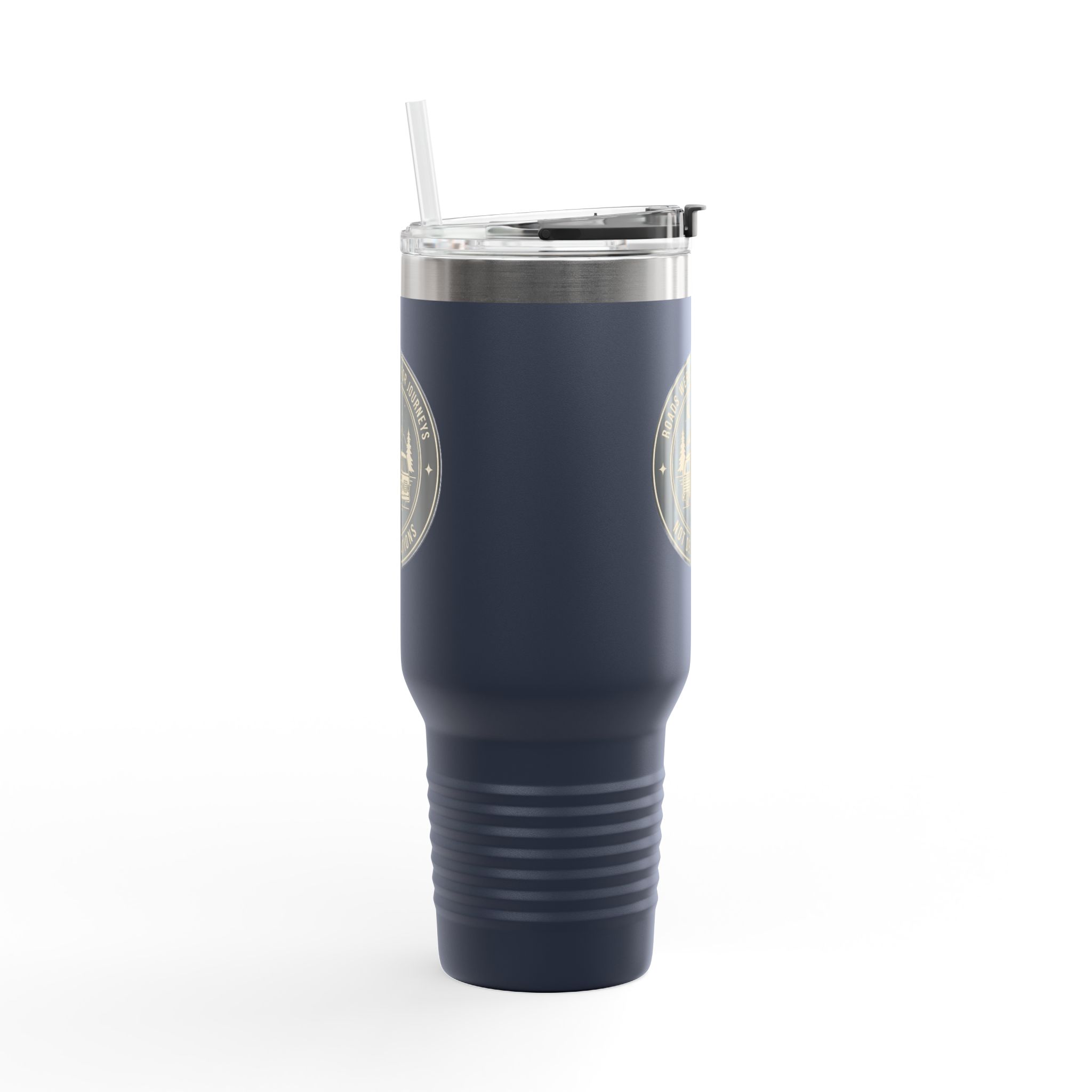 Insulated Travel Mug -'ROAD WHERE MADE FOR JOURNEYS-NOT DESTINATIONS' (40oz ) – Retro Camper Design, Keep Drinks Hot or Cold