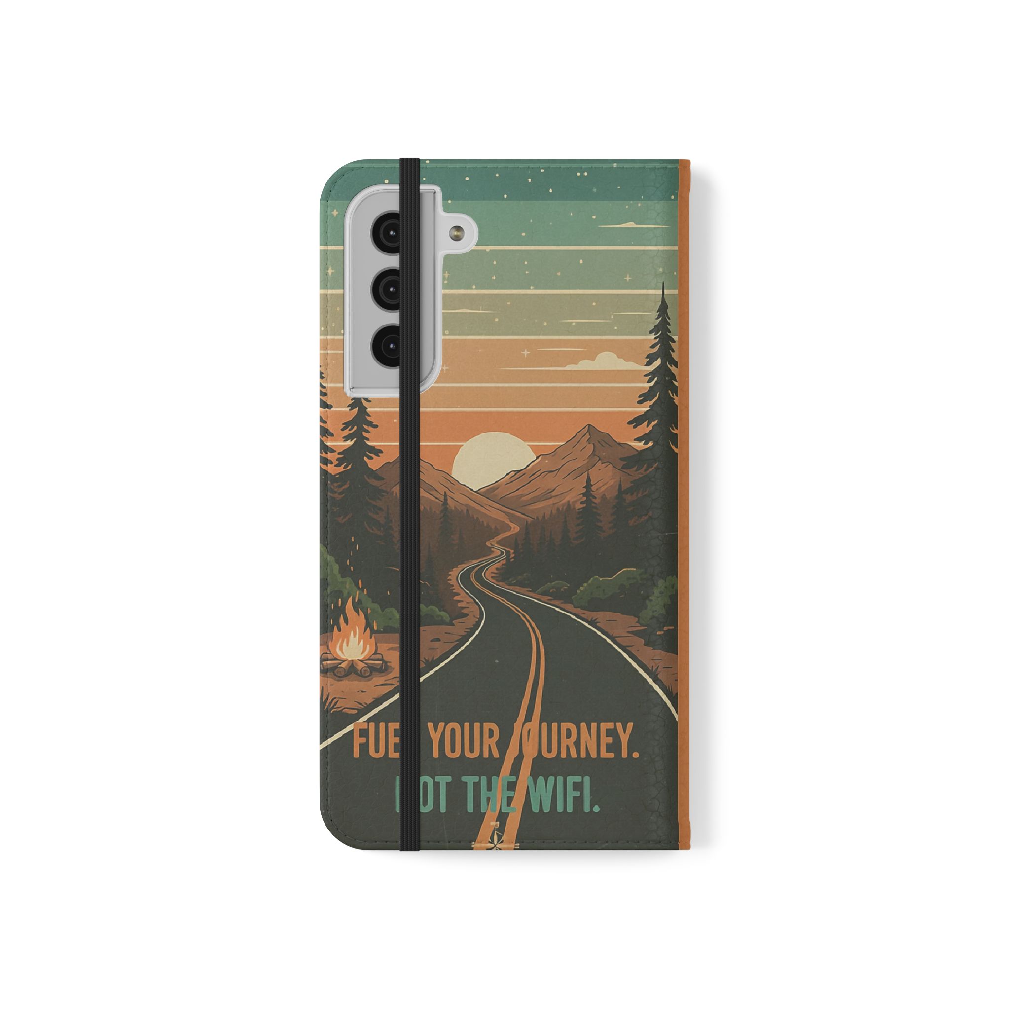Flip Phone Case — "Adventure Awaits Unplug & Drive" Wallet Case