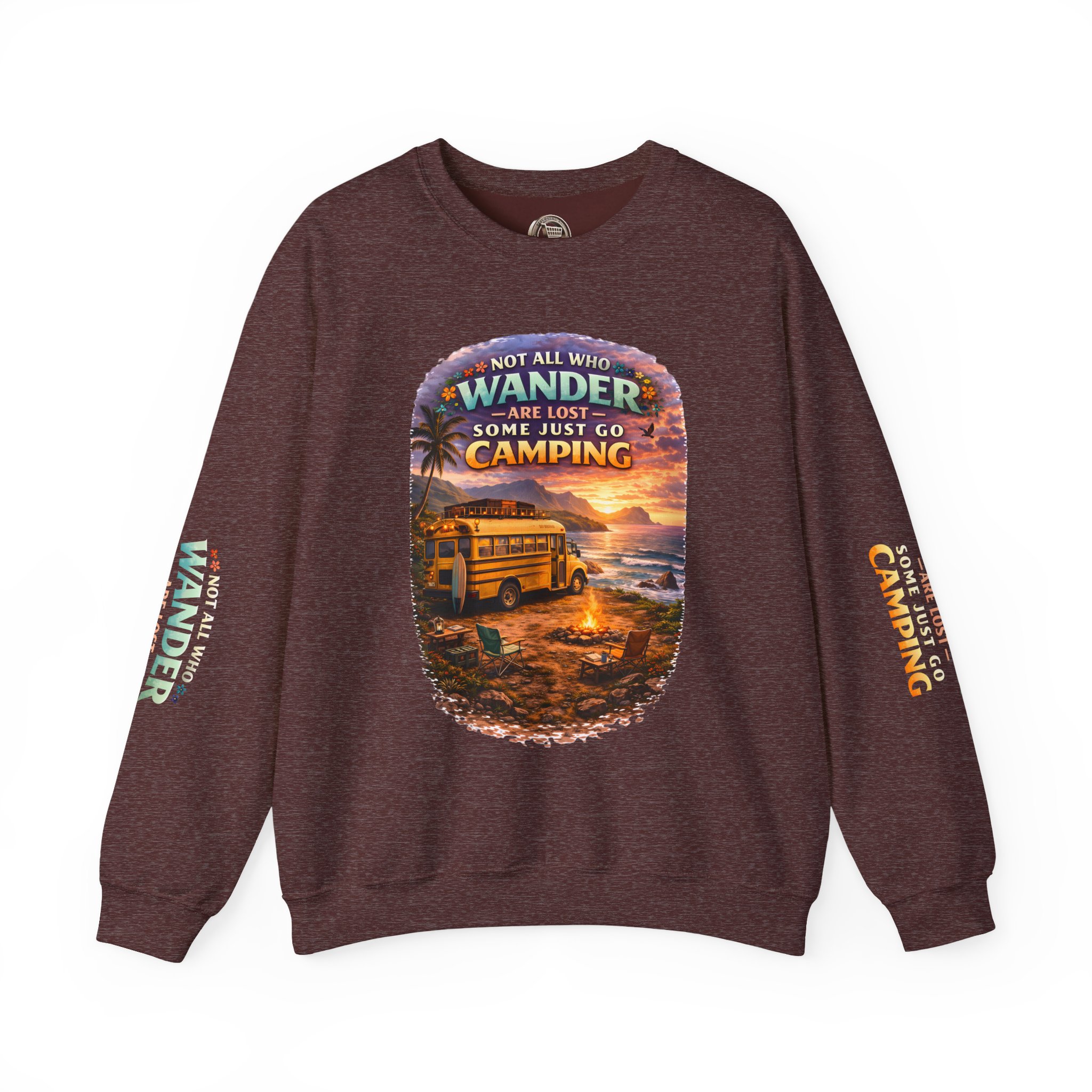 Unisex Heavy Blend™ Crewneck Sweatshirt — "Not All Who Wander Are Lost" Design Scenic-Line