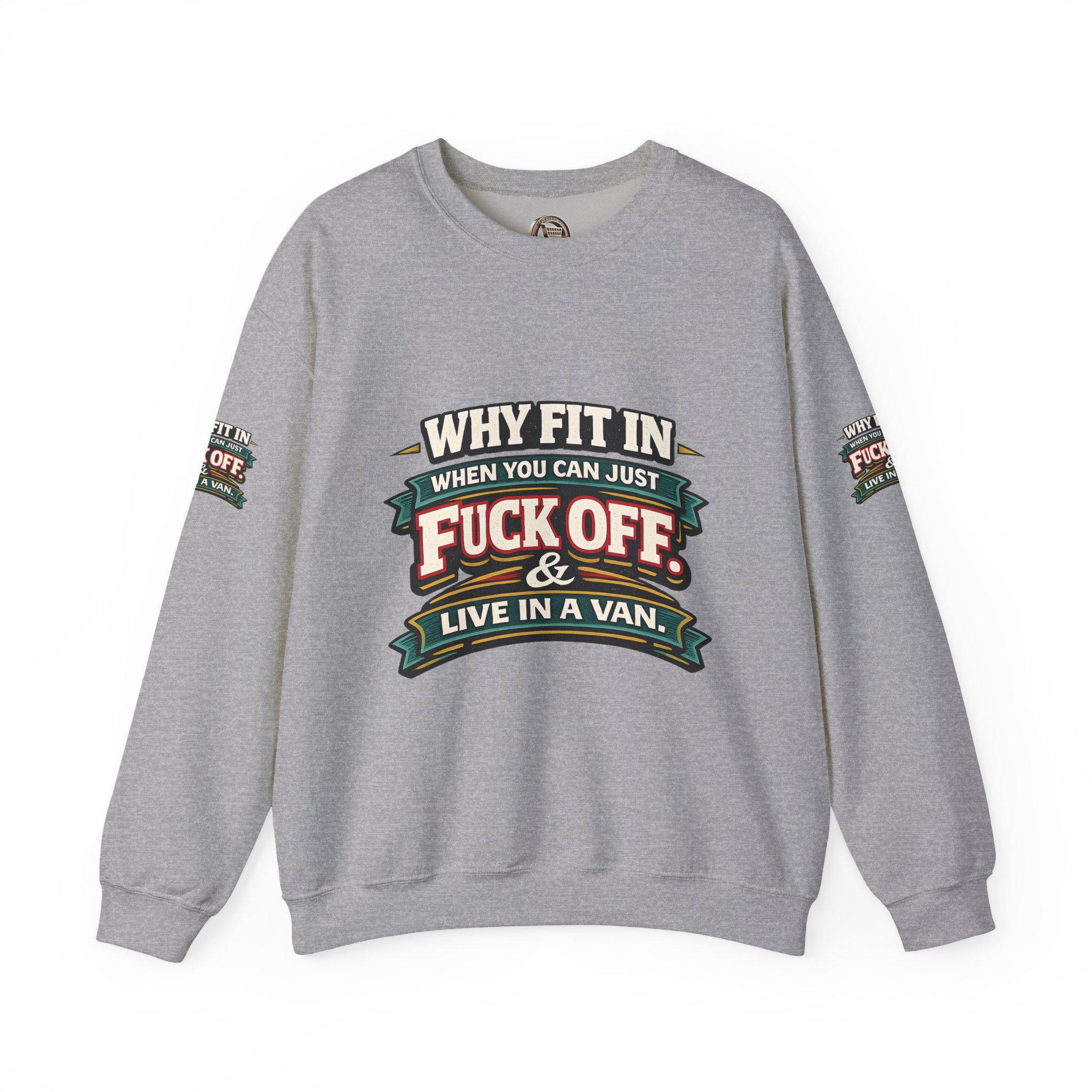 Unisex Heavy Blend™ Crewneck Sweatshirt — "Why Fit In" Design F**K-Line