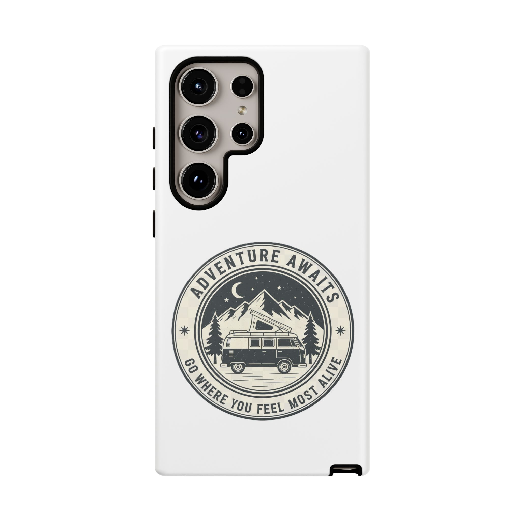 Phone Case — "Adventure Awaits-Go Where You Feel Most Alive" Camper Van Design