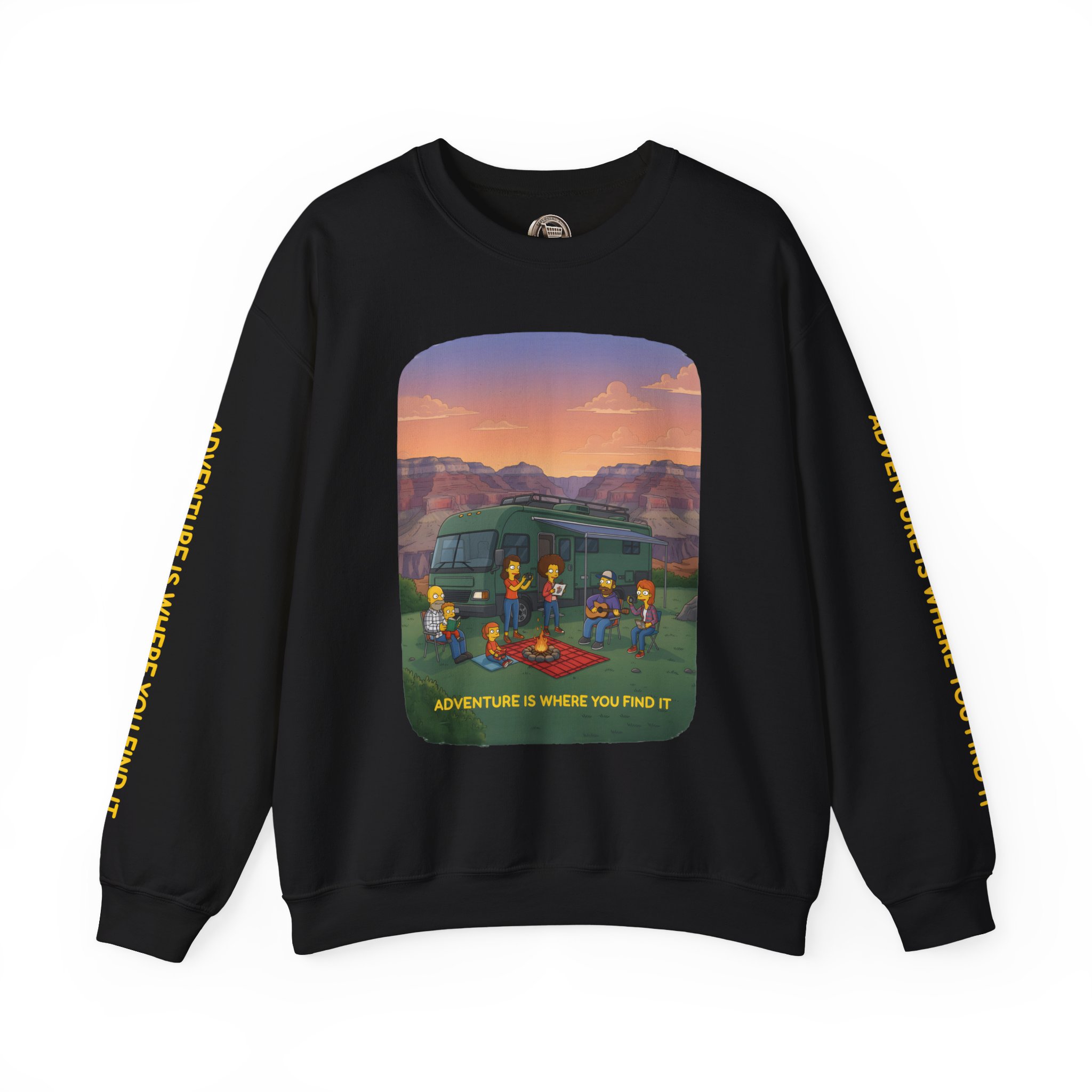Unisex Heavy Blend™ Crewneck Sweatshirt — "Adventure Is Where You Find It" Design Sitcom-Line