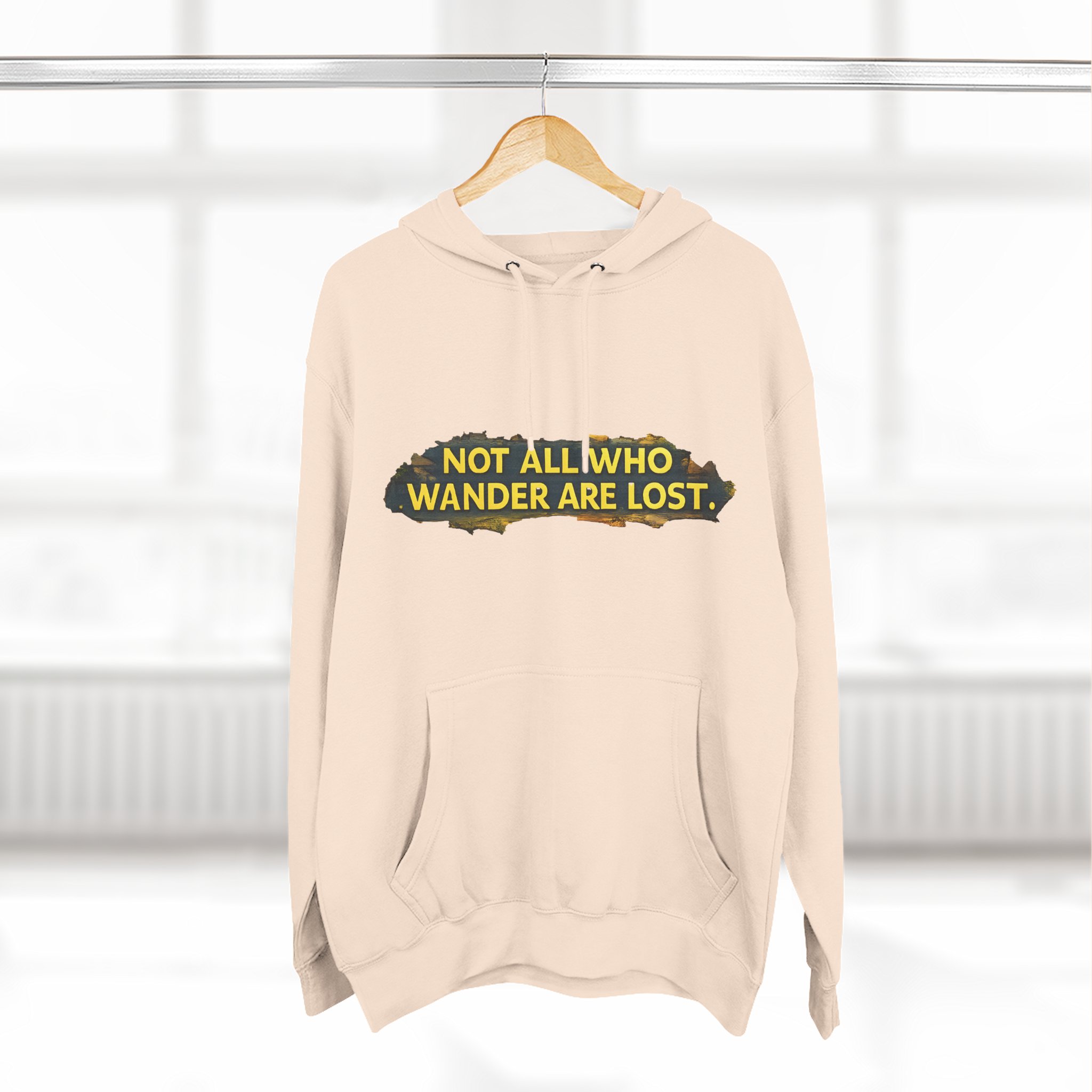 15615120007035250834_2048.jpeg Three-Panel Fleece Hoodie - "Not All Who Wander Are Lost" Design Cubic-Line