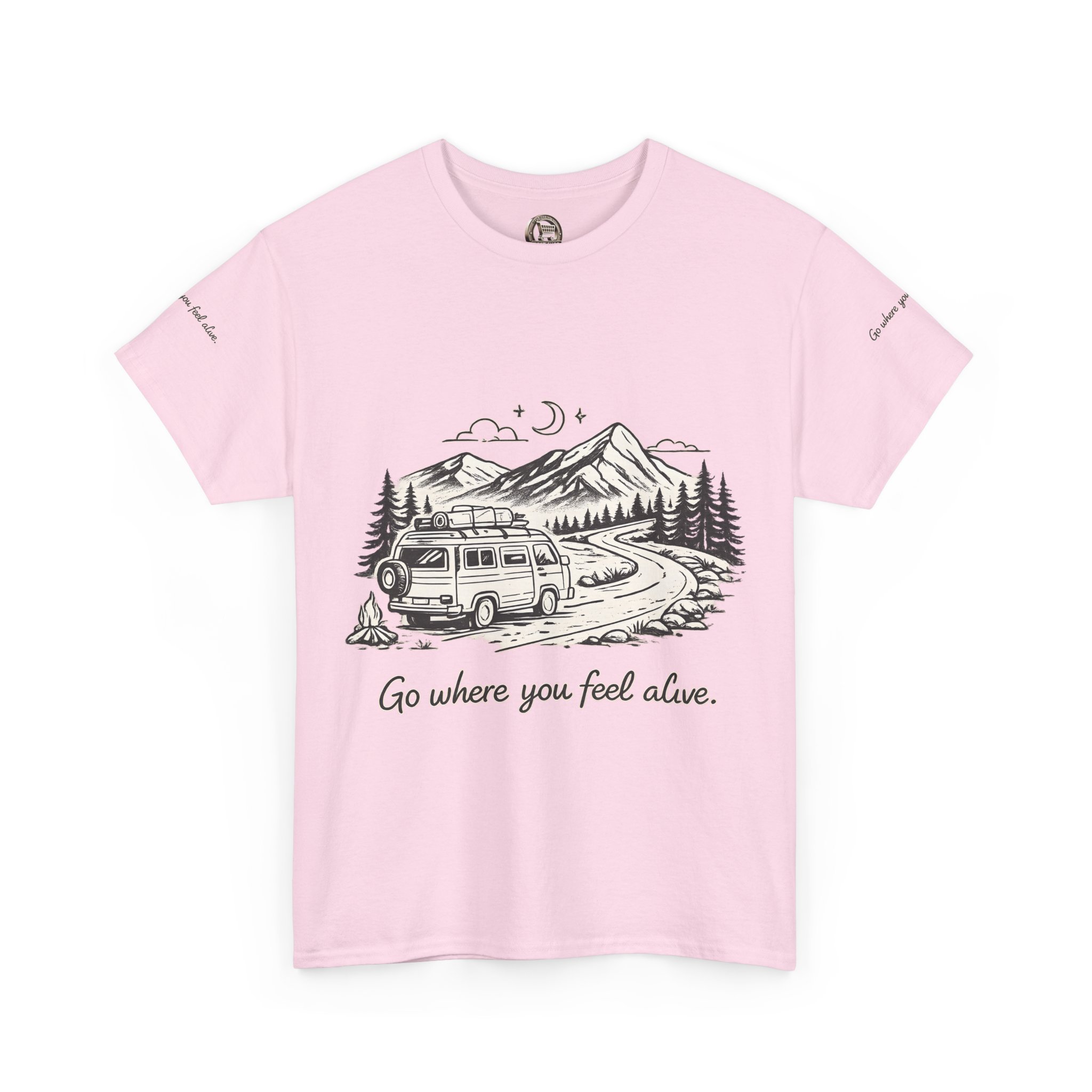 Unisex Heavy Cotton Tee — "Go Where You Feel Alive" Design Minimal-Line